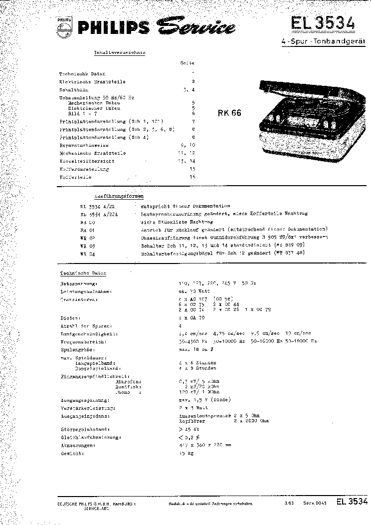 PHILIPS RK66 service manual (1st page)