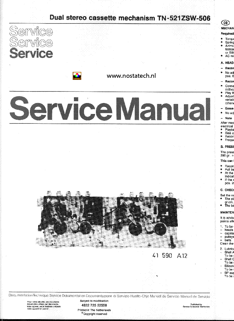 PHILIPS TN-521ZSW-506 DECKMECHANISM SM service manual (1st page)