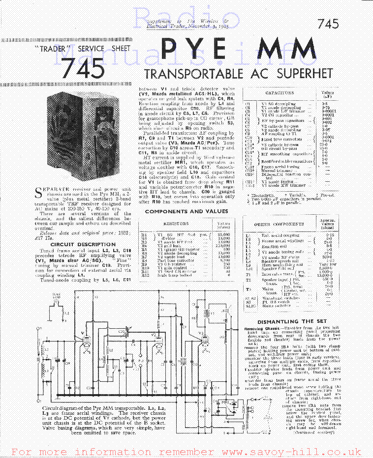 PYE PPU Service Manual download, schematics, eeprom, repair info for ...