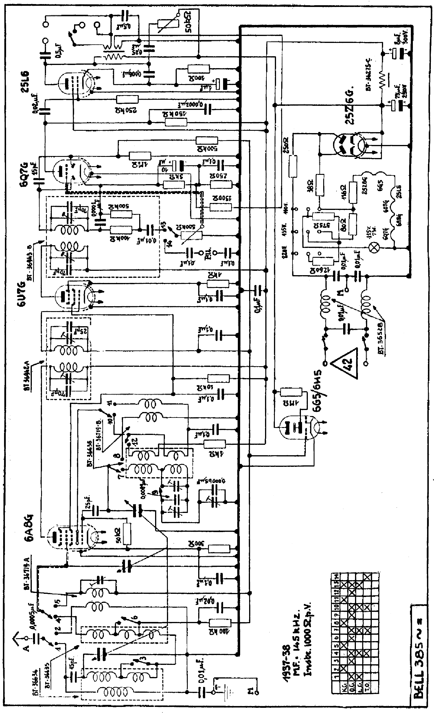 RADIOBELL 385U RADIO 1937 SCH service manual
