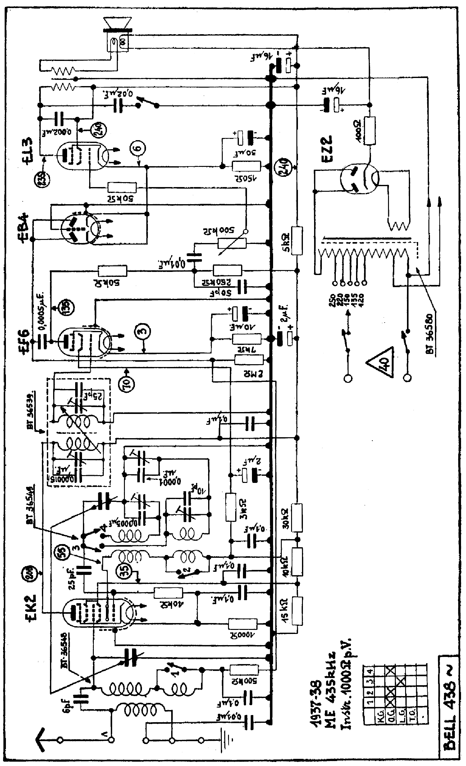 RADIOBELL 438A RADIO 1937 SCH service manual