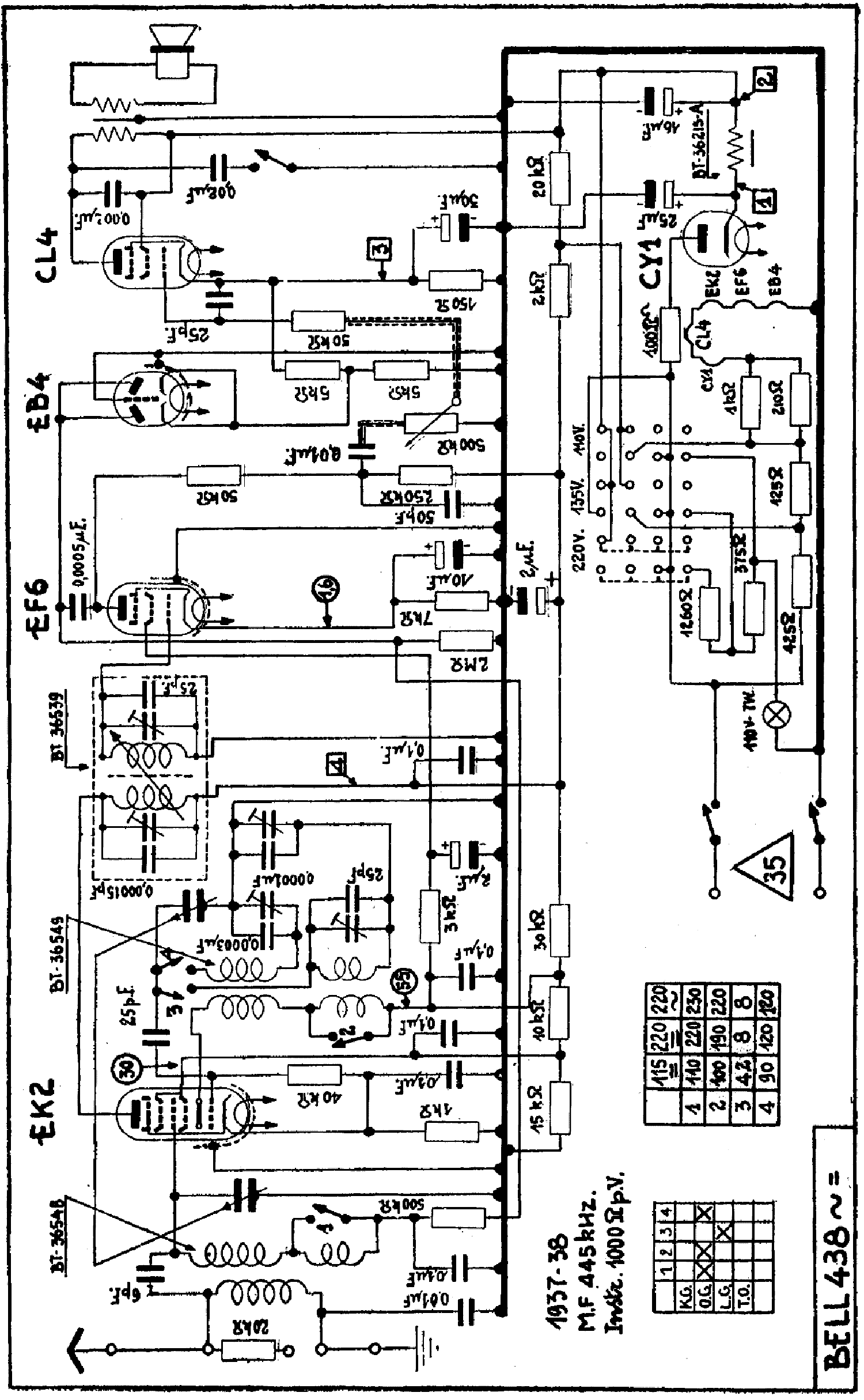 RADIOBELL 438U RADIO 1937 SCH service manual