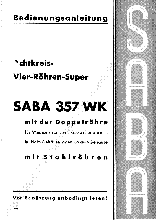 SABA 357 WK BA service manual