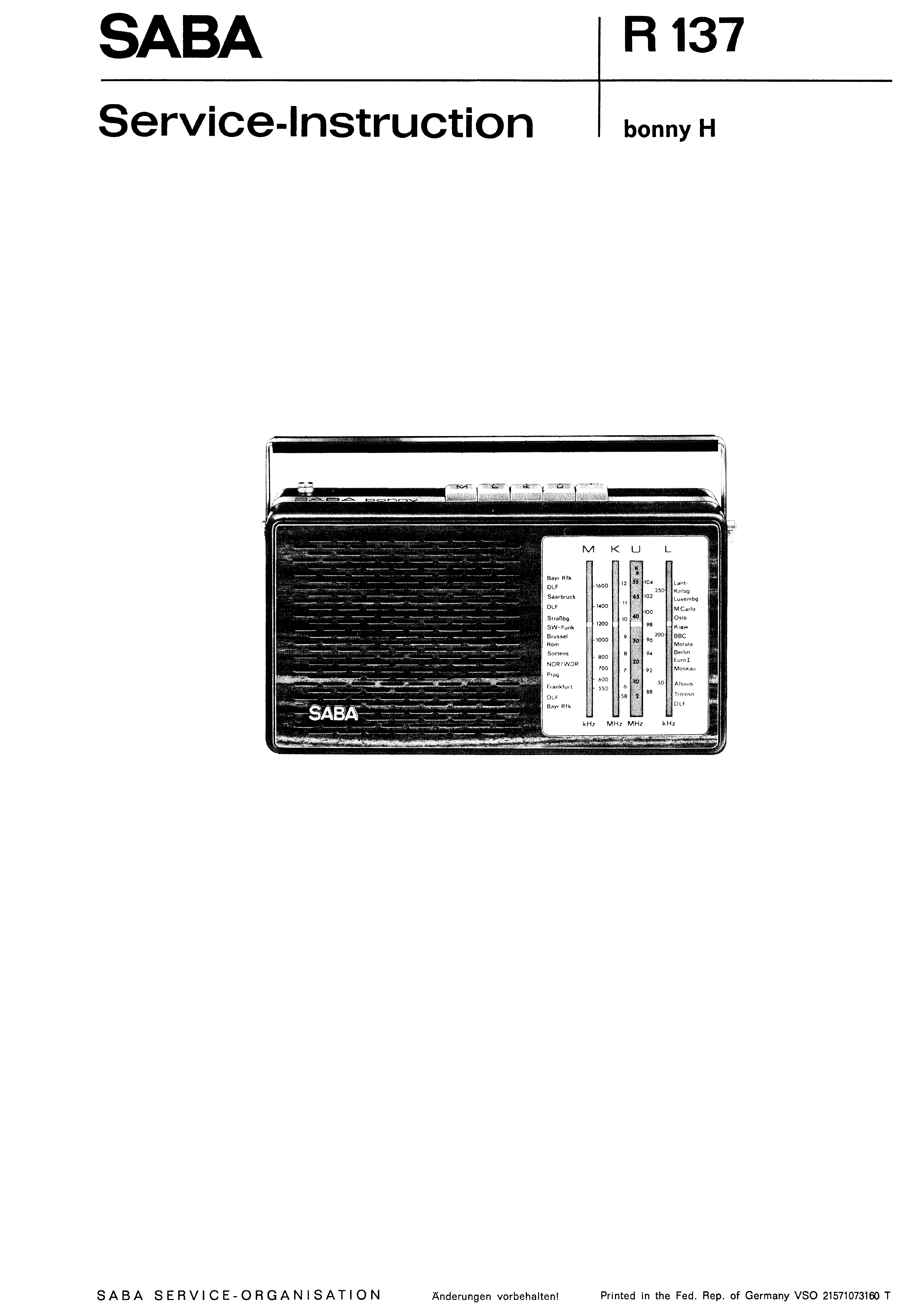 SABA BONNY H SM service manual