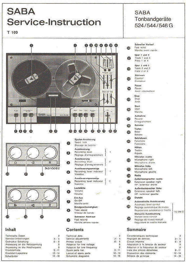 SABA TG524 TG544 TG546 service manual