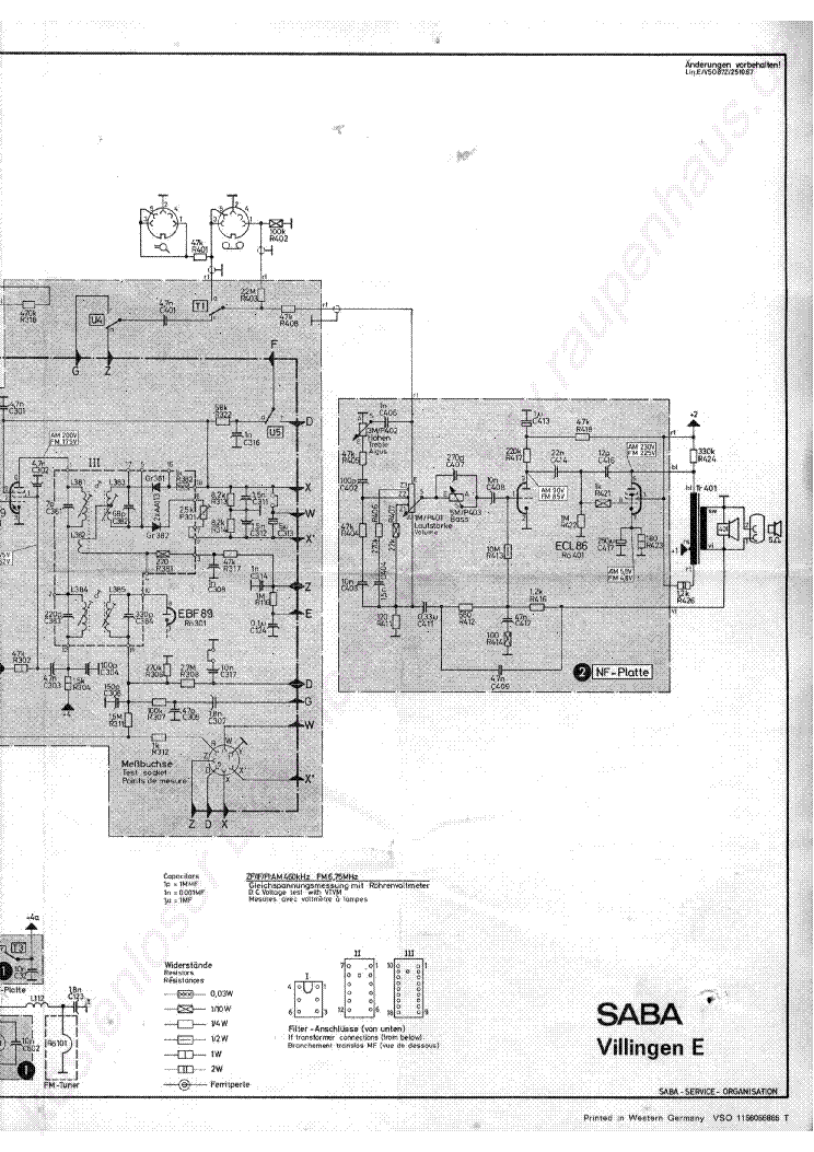 SABA VILLINGEN E SU service manual