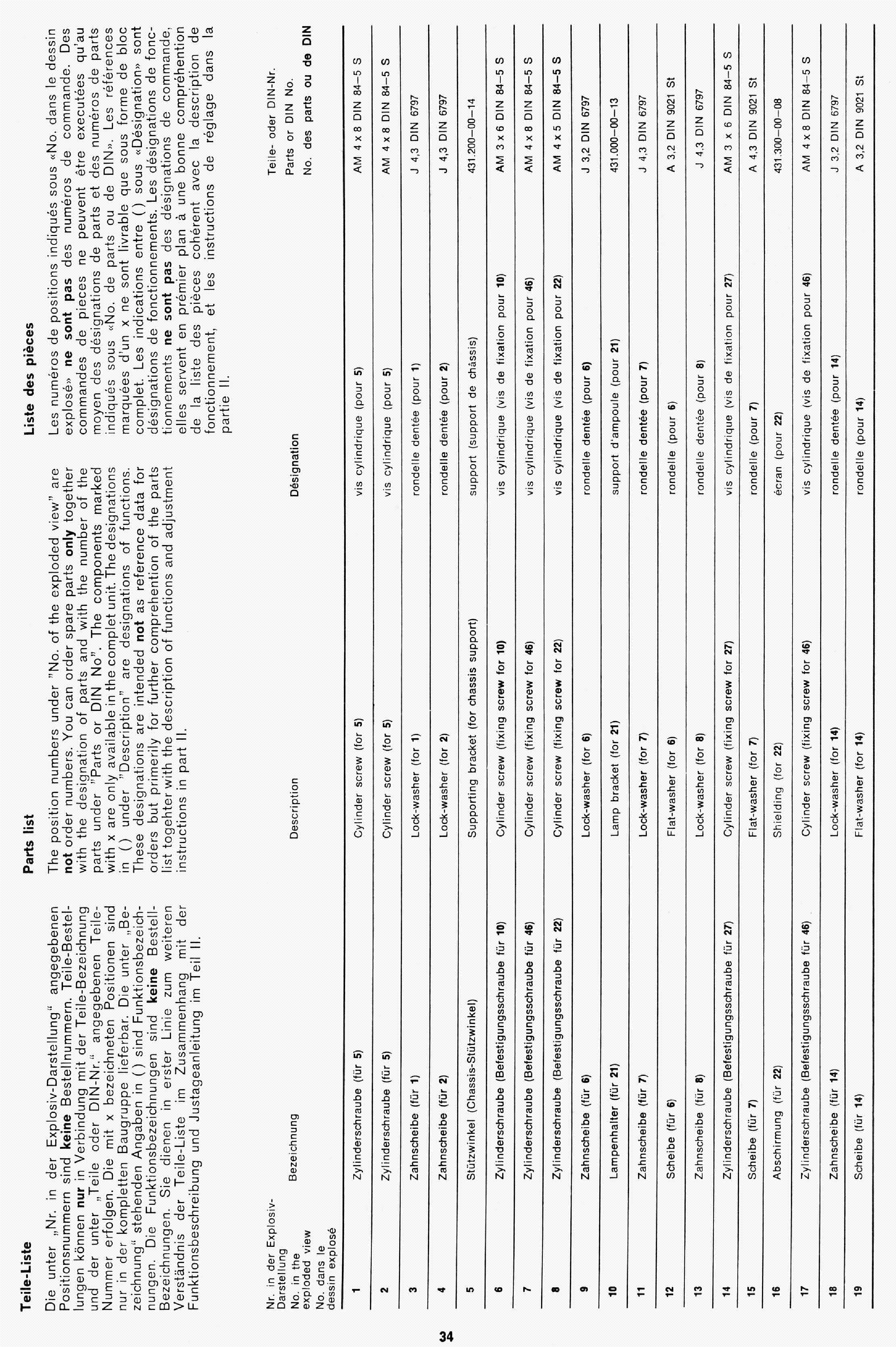 SCHAUB-LORENZ 5001 5005 TEILELISTE MANUAL service manual