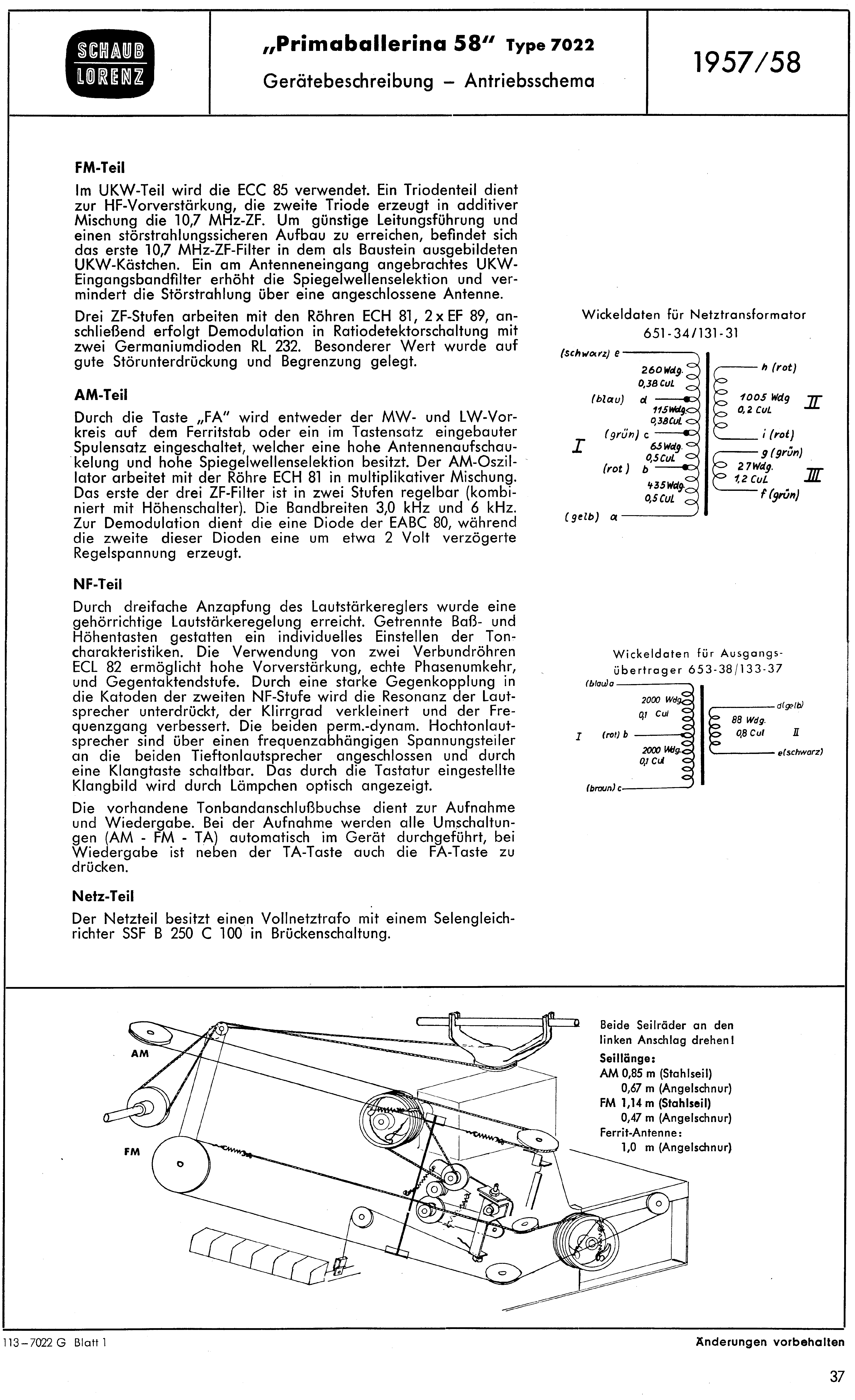 SCHAUB-LORENZ PRIMABALLERINA 58 SM service manual