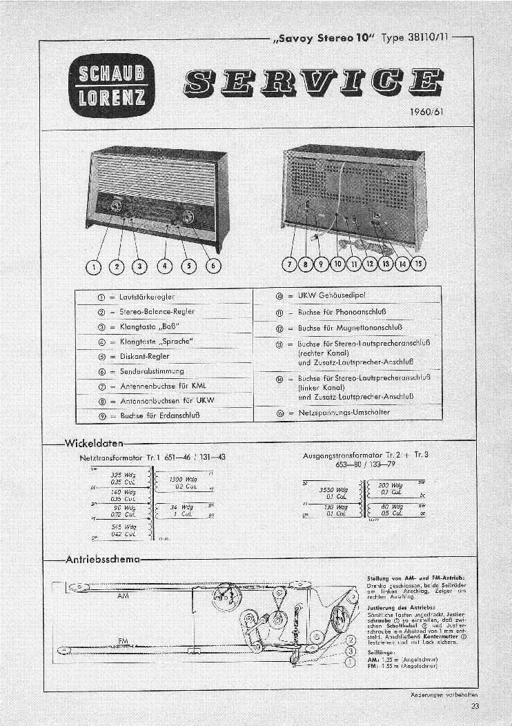 SCHAUB-LORENZ SAVOY STEREO 10 38110-11 SM service manual