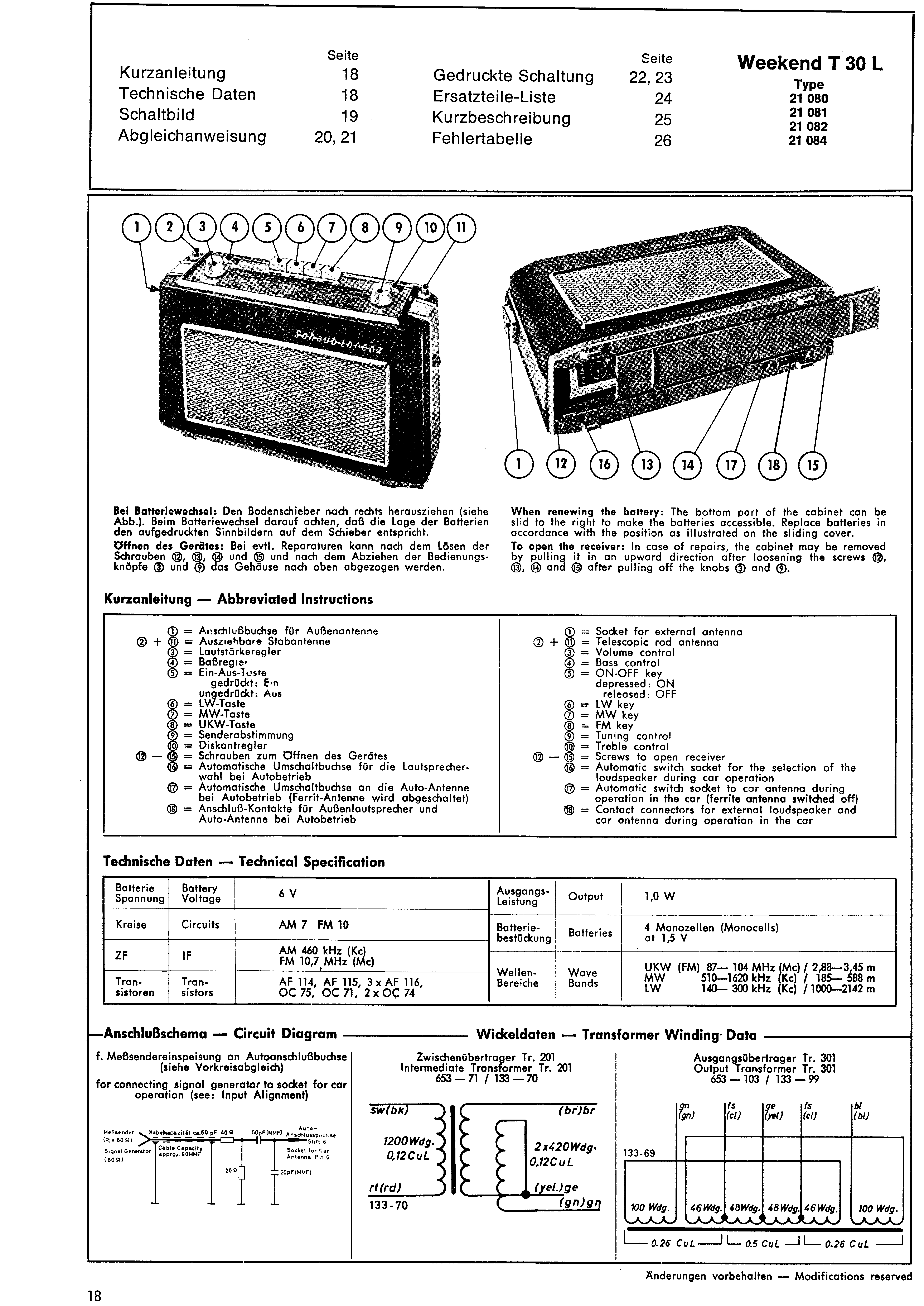 SCHAUB-LORENZ WEEKEND T 30 L SM service manual