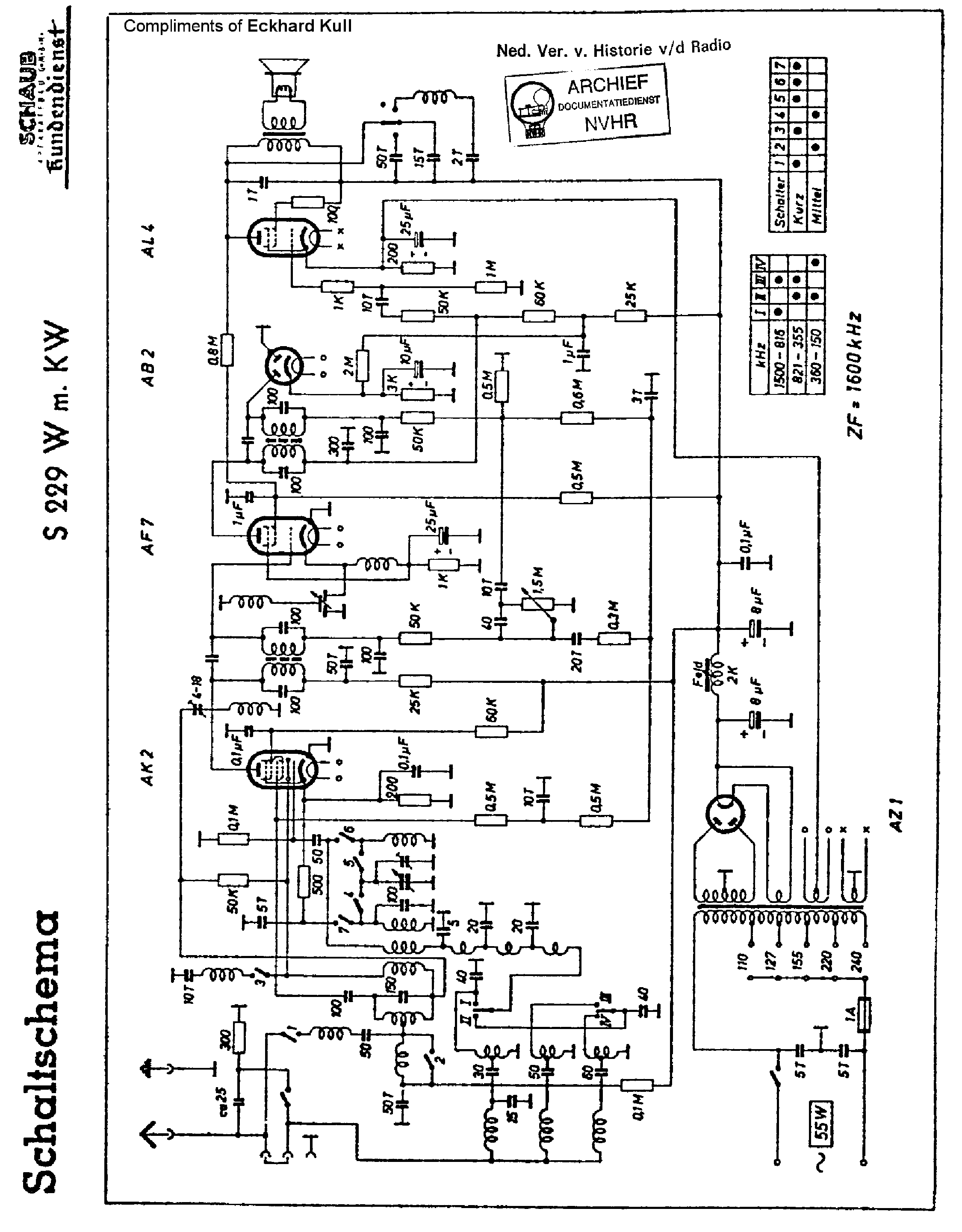 SCHAUB 229-W-KW AC RECEIVER SCH service manual