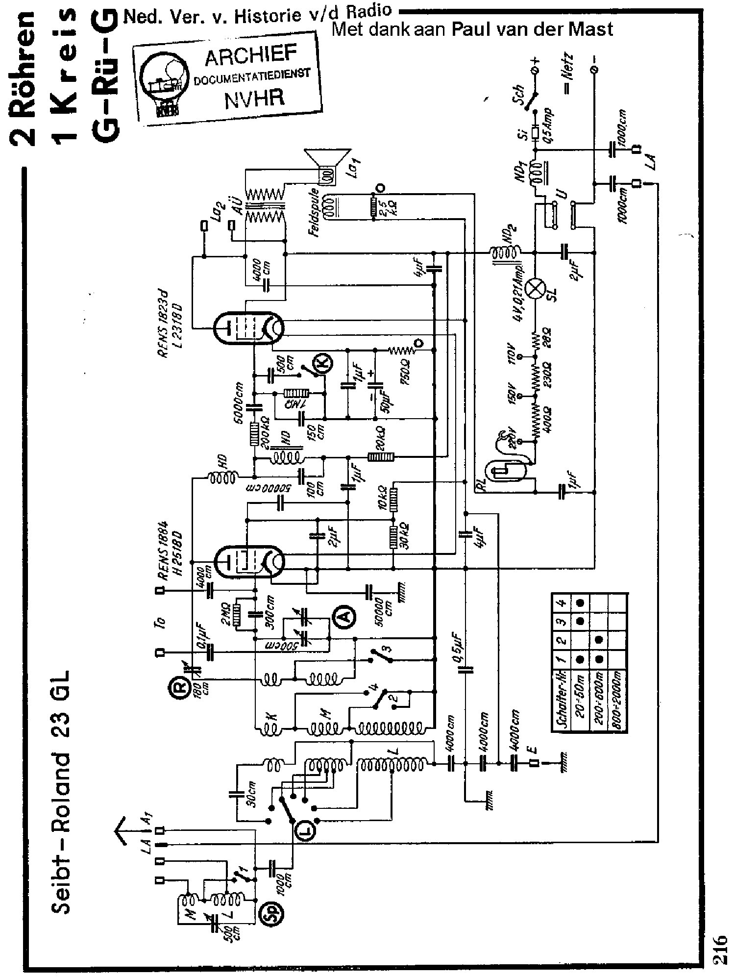 SEIBT ROLAND 23-GL DC RADIO SCH service manual