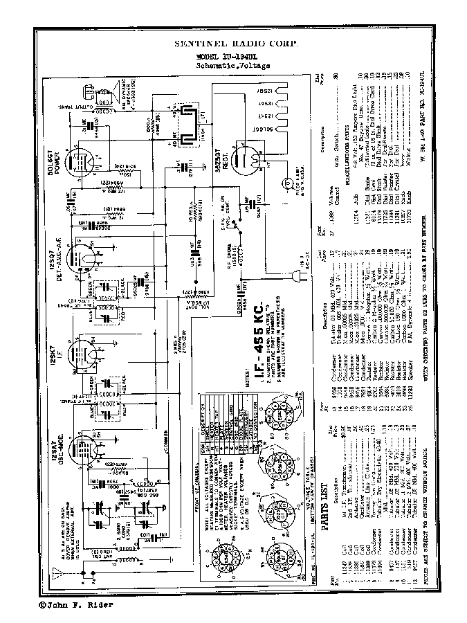 SENTINEL 1U-C-194UL RC-1U-194UL AC-DC RADIO SM Service Manual download ...