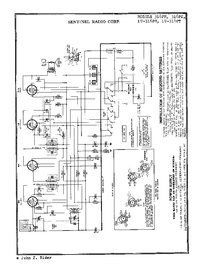 SENTINEL 316PM 316PT 1U-316PM 1U-316PT AC-DC BATTERY RADIO SM service manual