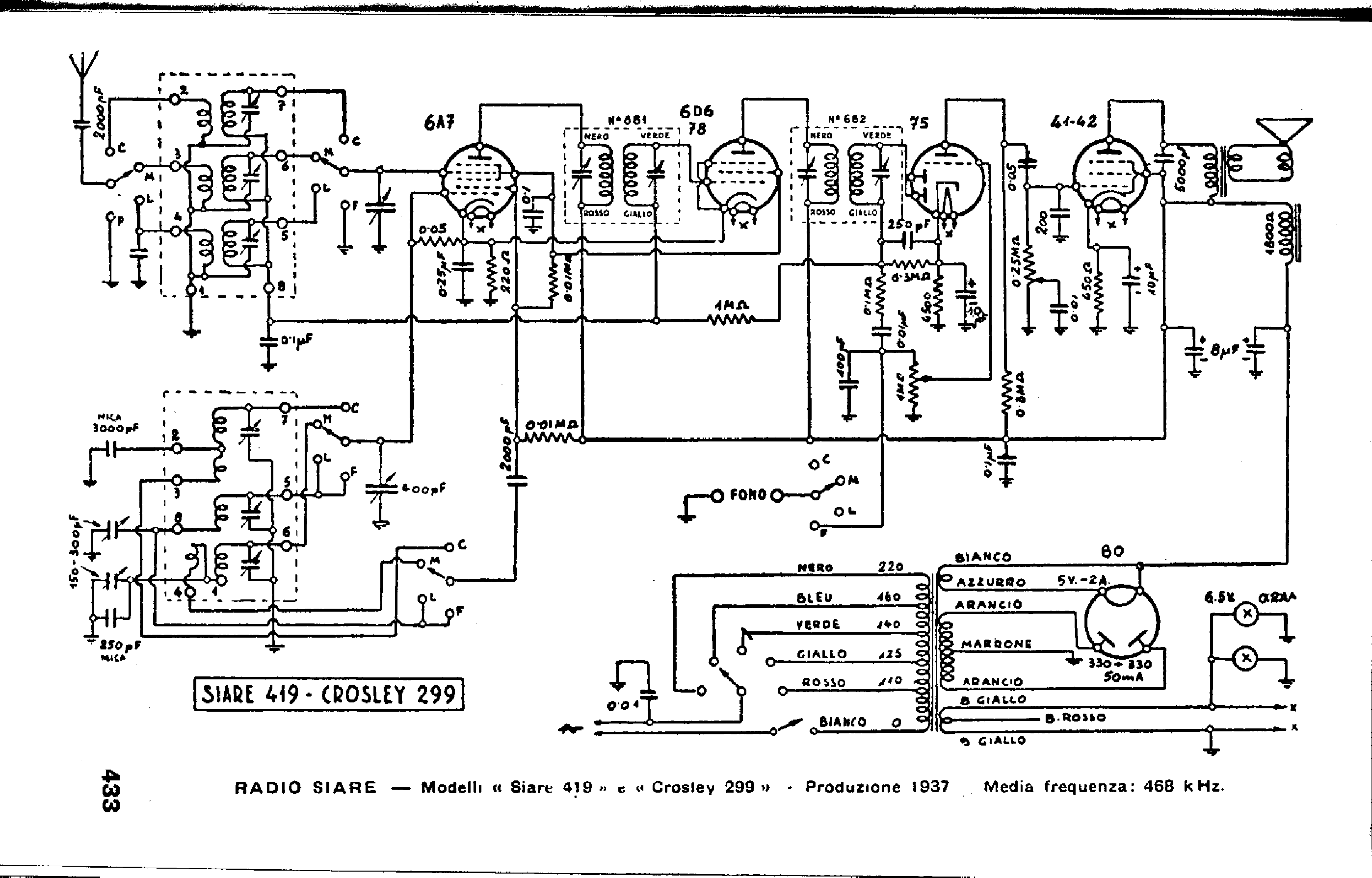 SIARE CROSLEY-S-419 C-299 service manual