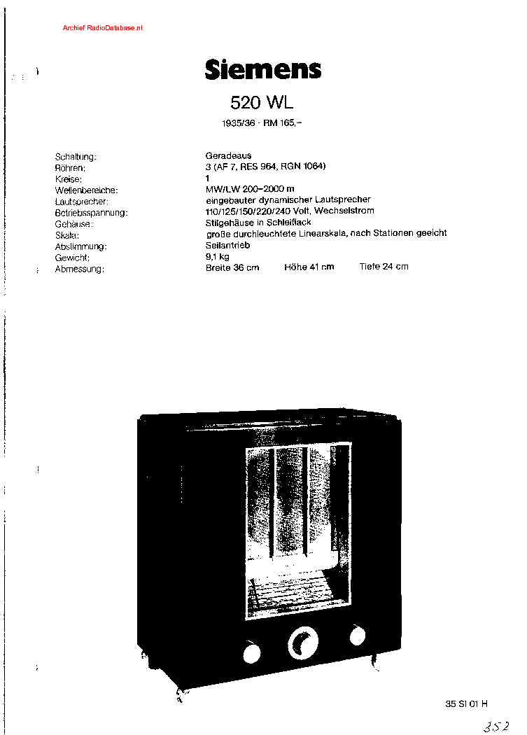 SIEMENS 520WL RADIO 1935 SM service manual
