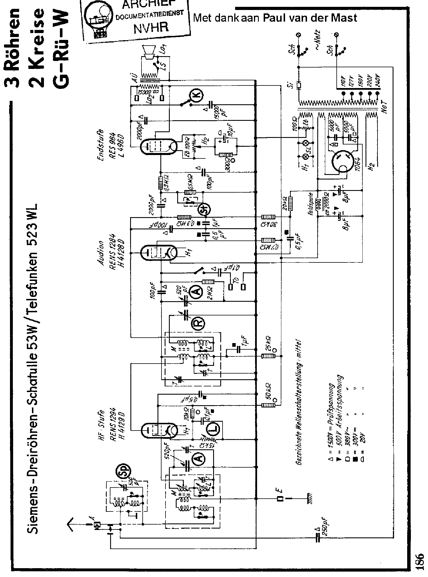 SIEMENS 53W TELEFUNKEN 523WL AC RECEIVER 1935 SM service manual