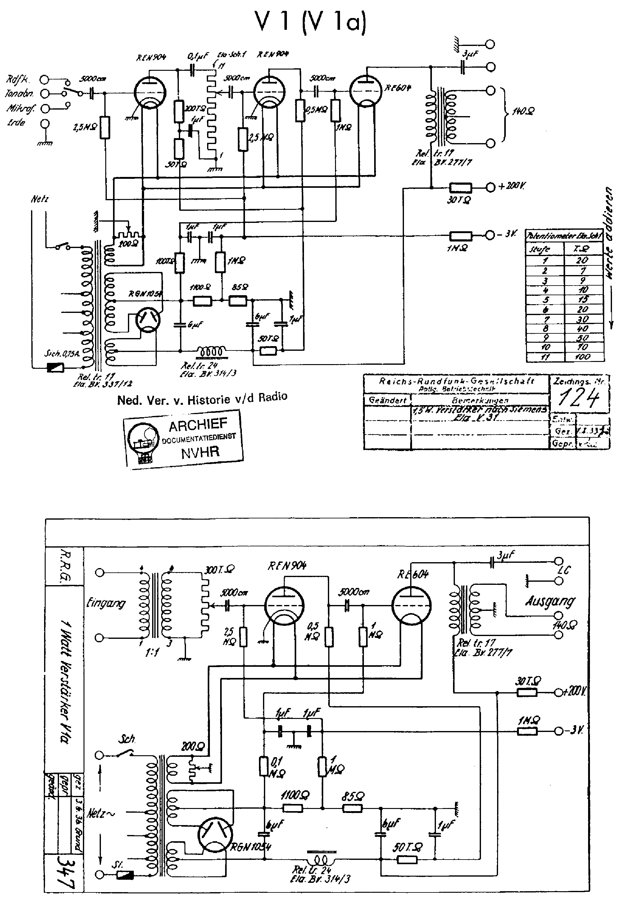 SIEMENS ELAV31 RE604-1W AUDIO AMPLIFIER 1936 SM Service Manual download ...