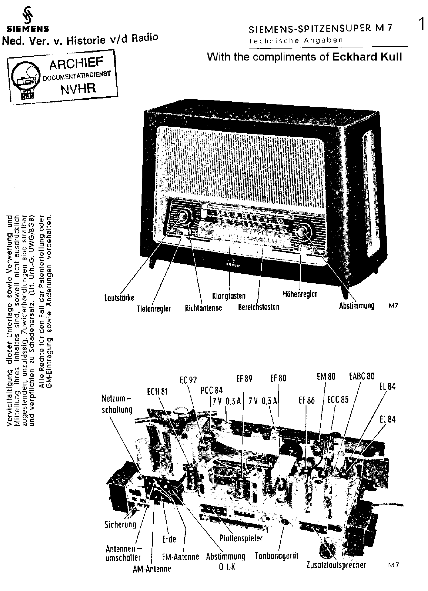 SIEMENS M7 SPITZENSUPER AM-FM RECEIVER SM service manual