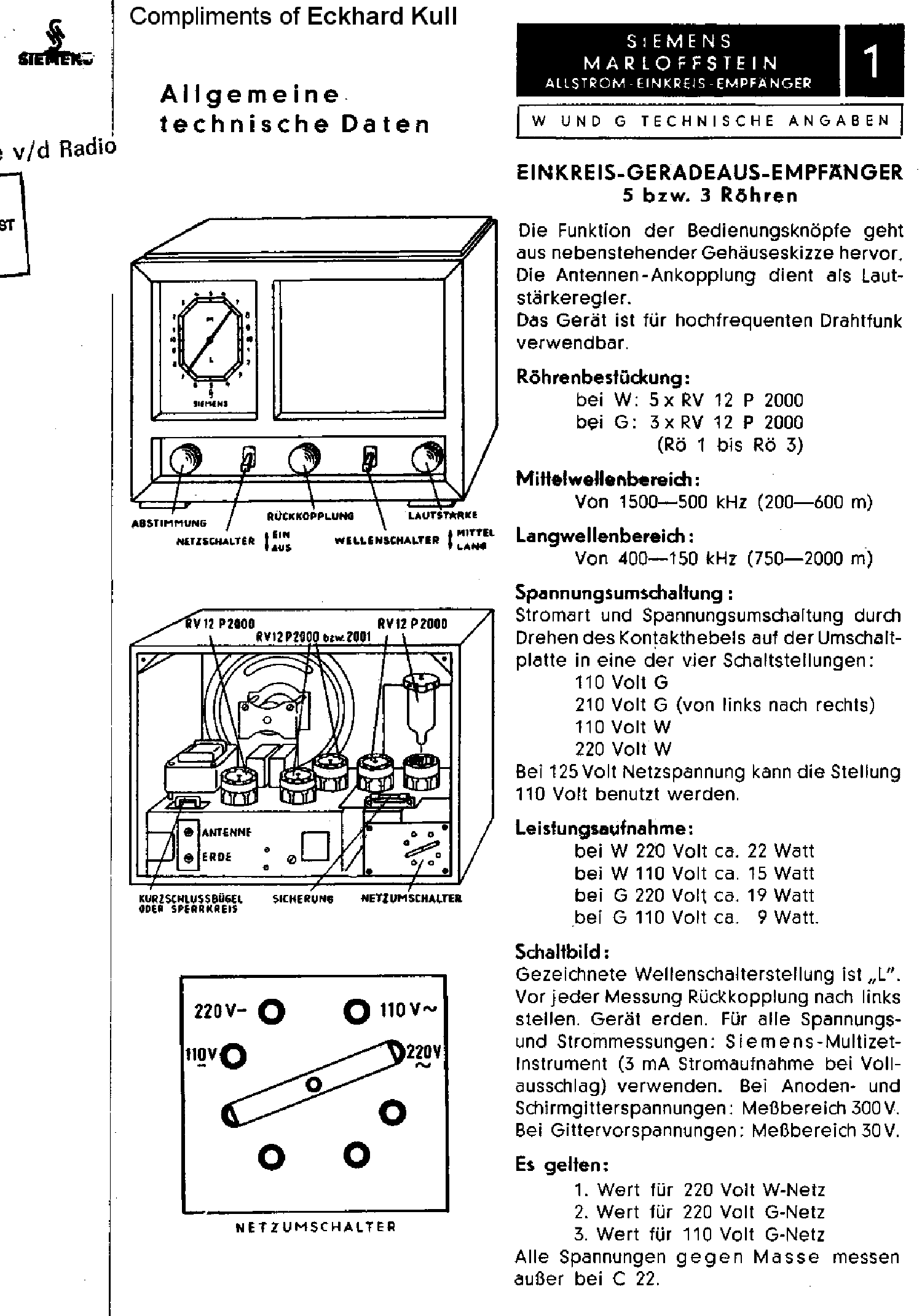 SIEMENS MARLOFFSTEIN AC-DC RECEIVER SM service manual