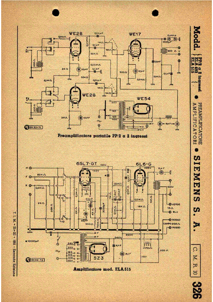 SIEMENS PP-2 ELA515 AMPLIFIER SCH service manual