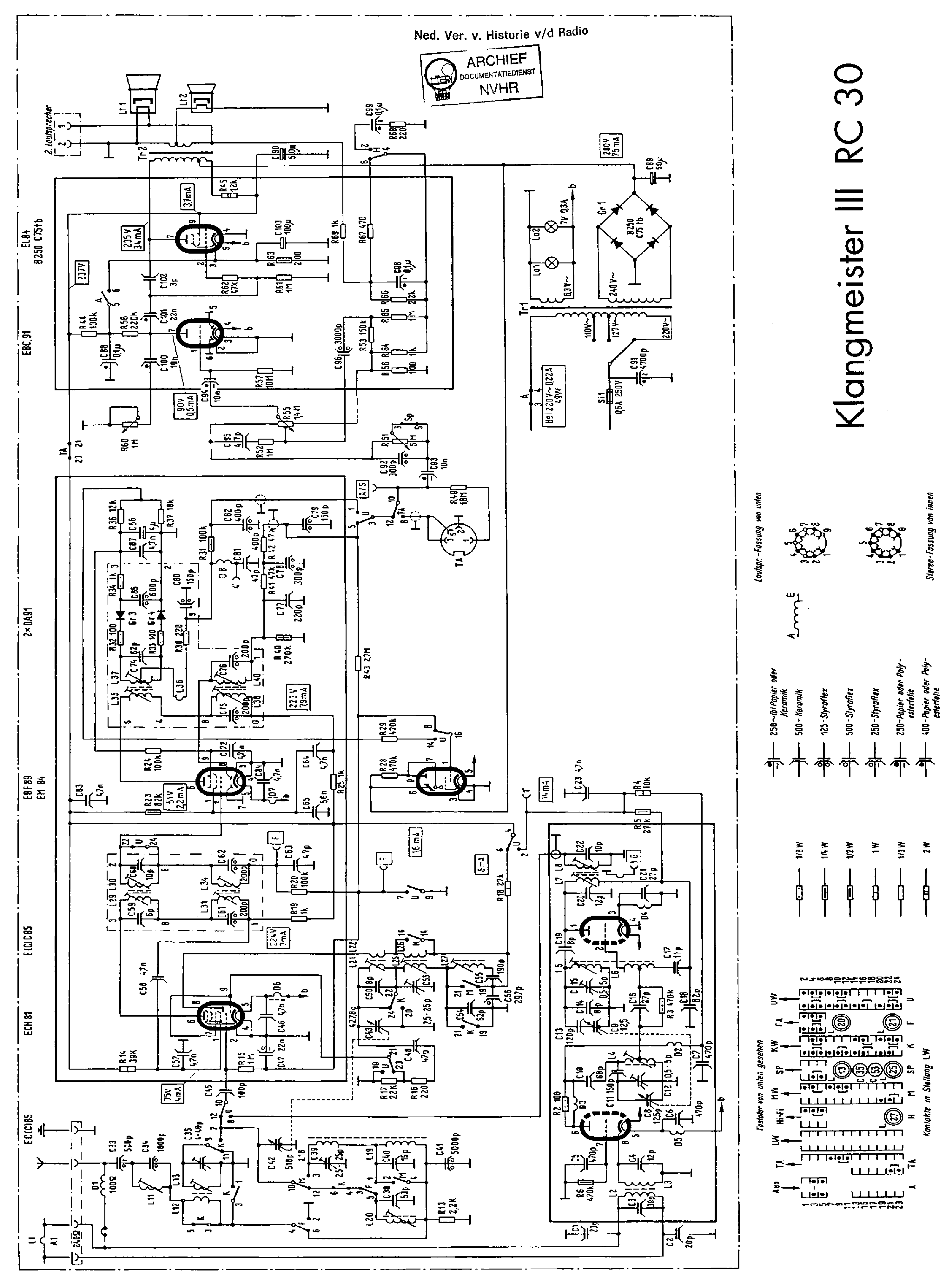 SIEMENS RC30 KLANGMEISTER-III AM-FM RECEIVER 1962 SM service manual