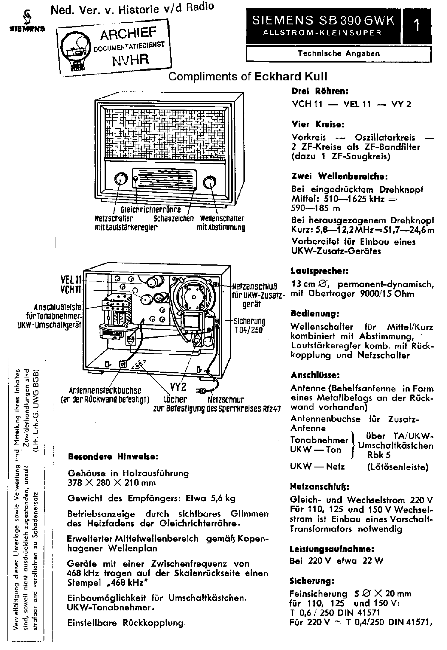 SIEMENS SB390GWK AC-DC RECEIVER SM service manual