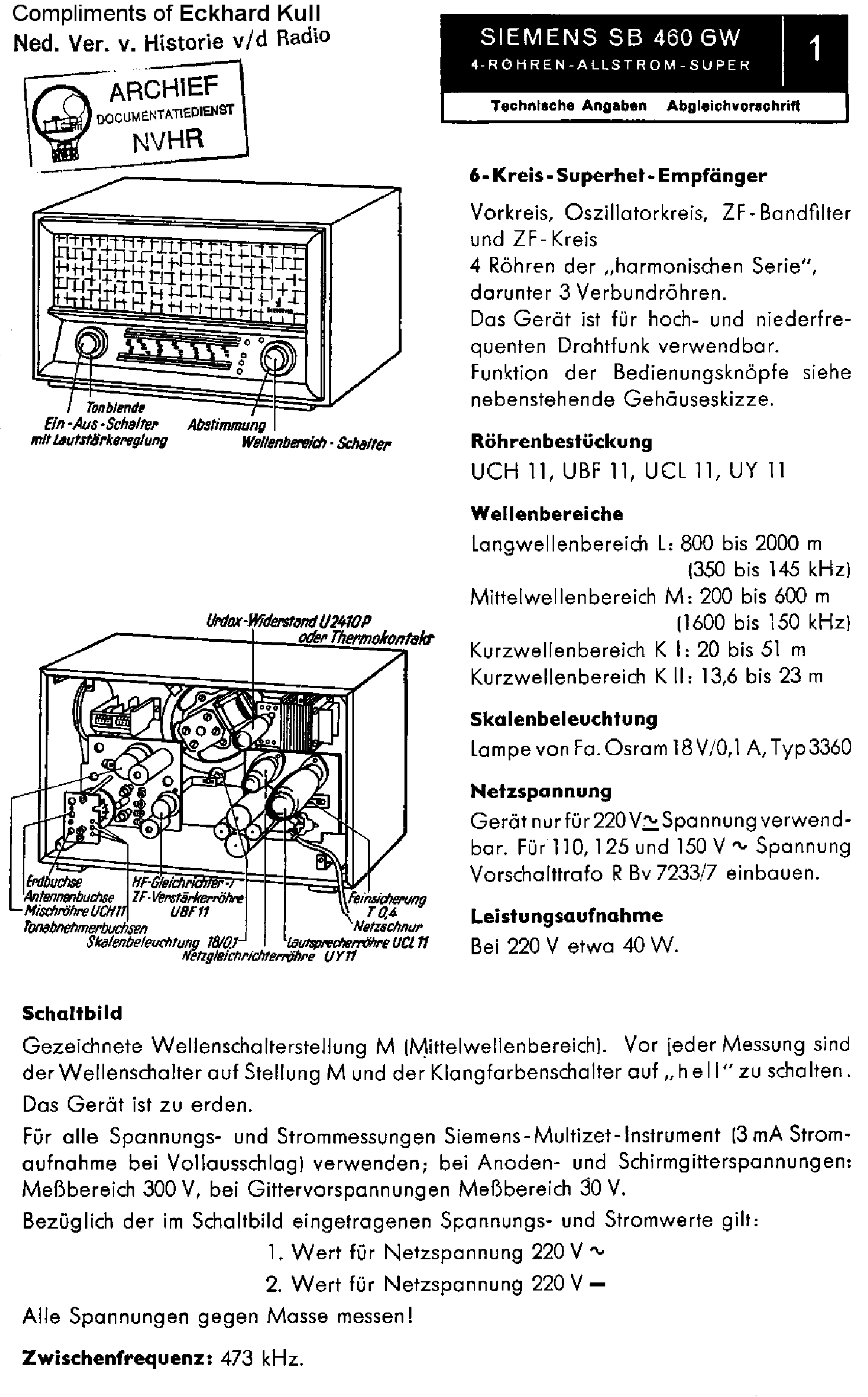 SIEMENS SB460GW AC-DC RECEIVER SM service manual