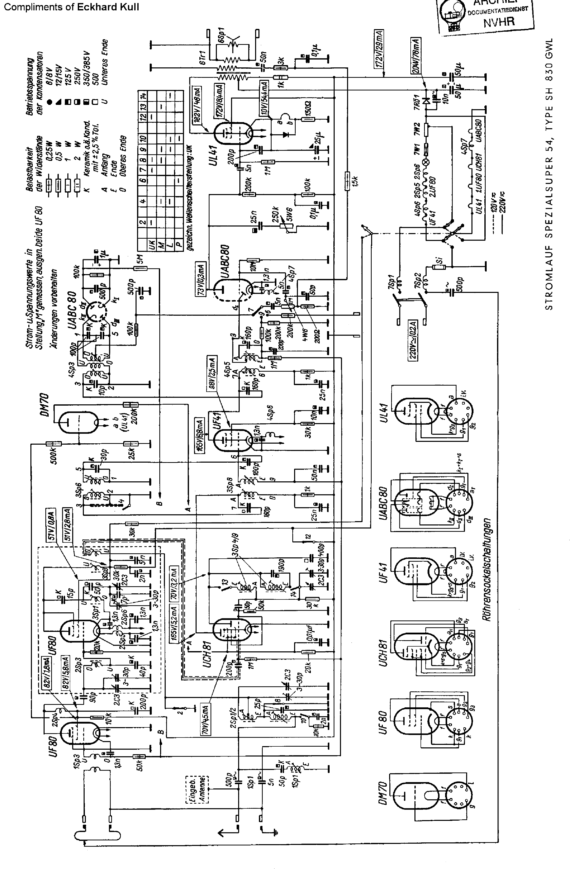 SIEMENS SH830GWL SPEZIALSUPER-54 AM-FM AC-DC RECEIVER SM service manual