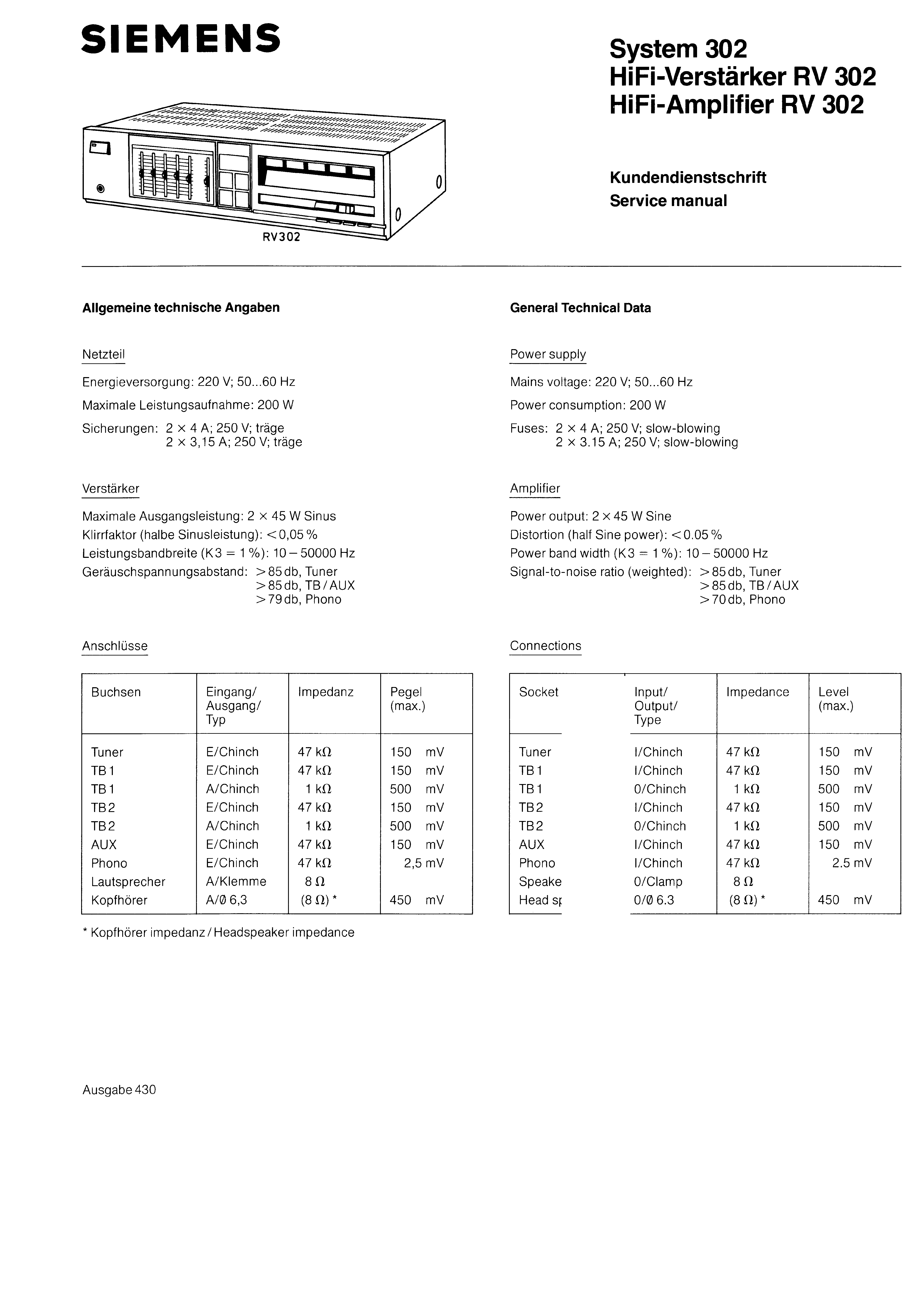 SIEMENS SYSTEM 302 SM service manual
