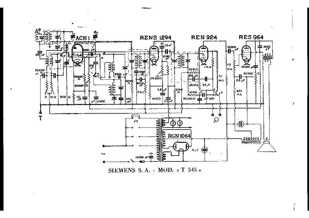 SIEMENS T 545 AM RADIO RECEIVER SCH service manual