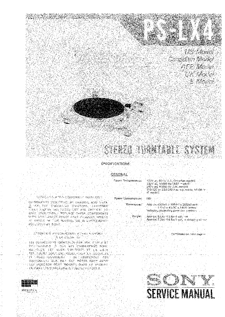 SONY PS-LX4 TURNTABLE SM service manual