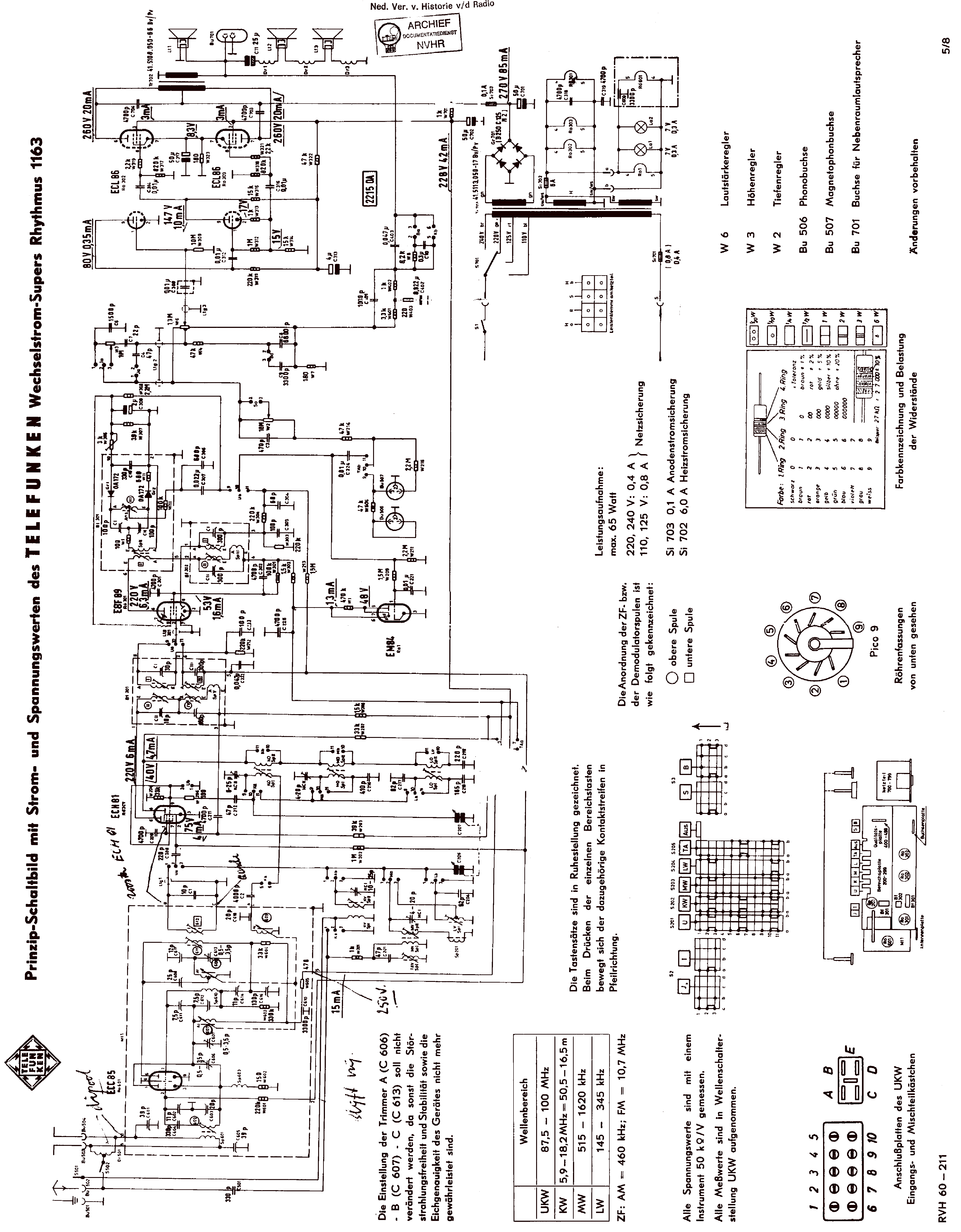 TELEFUNKEN 1163 RYTHMUS AM-FM RECEIVER SCH service manual