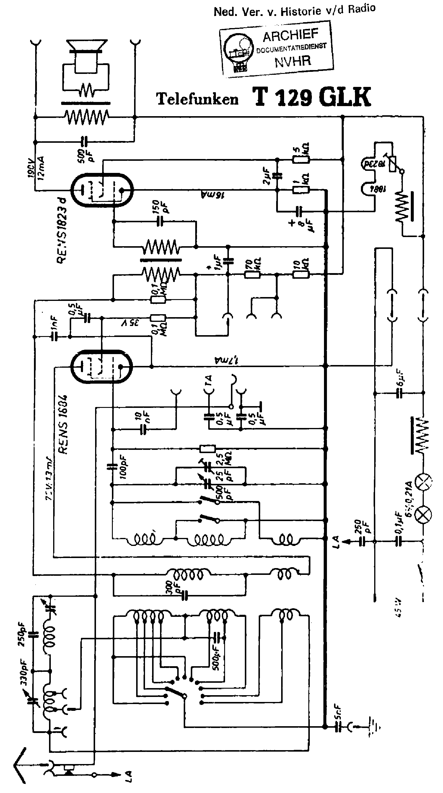 TELEFUNKEN 129GLK DC RECEIVER SCH service manual