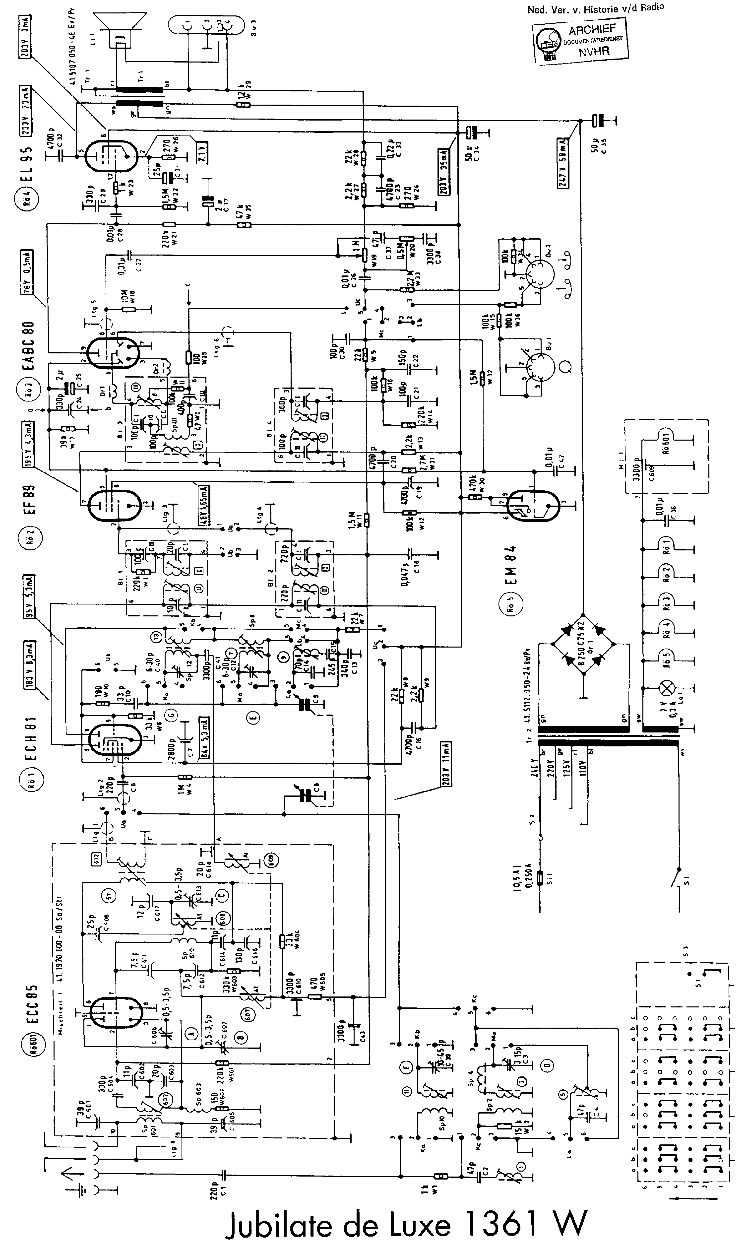 TELEFUNKEN 1361 JUBILATE DELUXE AM-FM RECEIVER SCH service manual