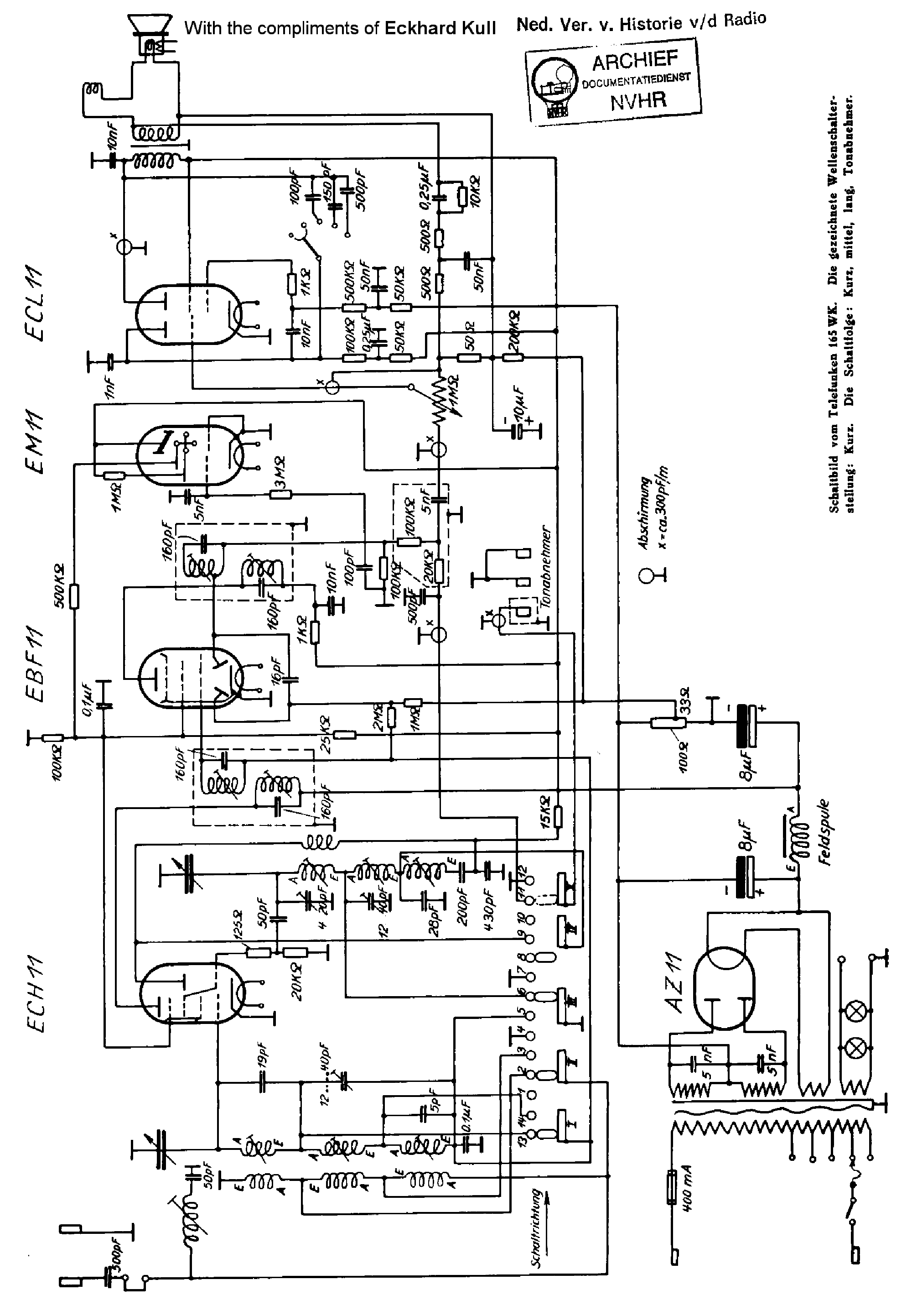 TELEFUNKEN 165WK AC RECEIVER SCH service manual