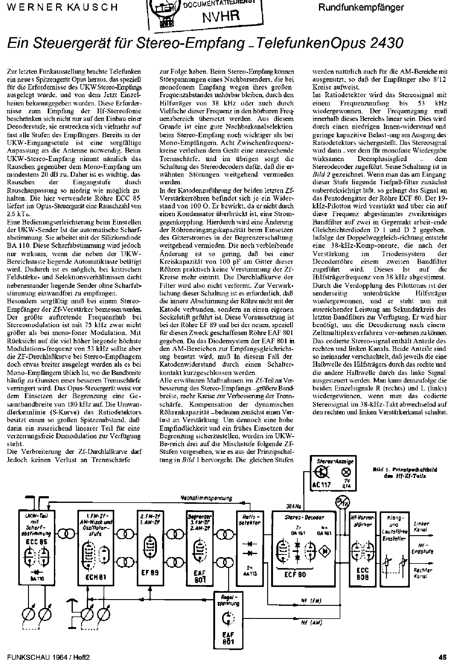 TELEFUNKEN 2430-OPUS AM-FM STEREO RECEIVER 1964 SM service manual