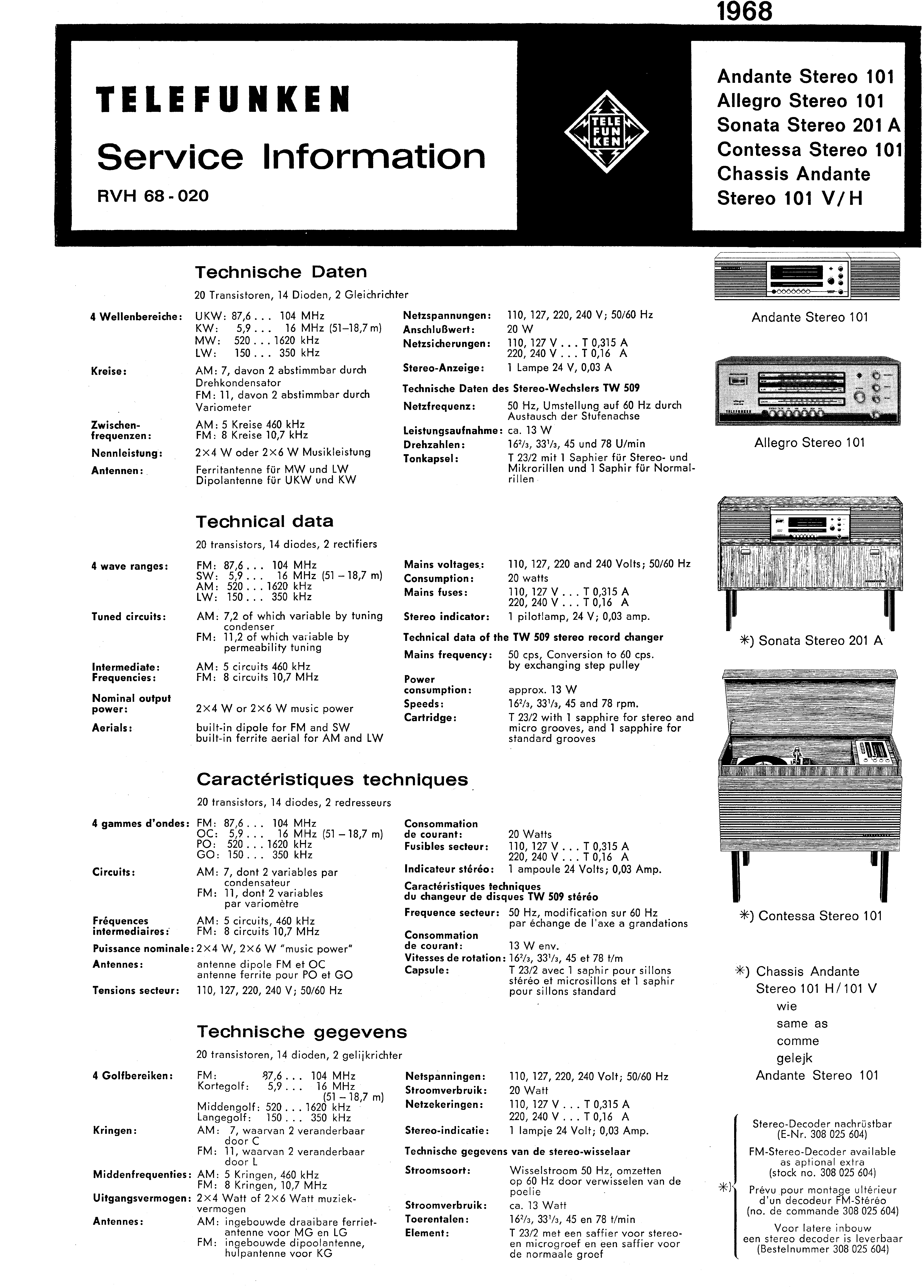 Service Manual-Anleitung für Telefunken RT 200 
