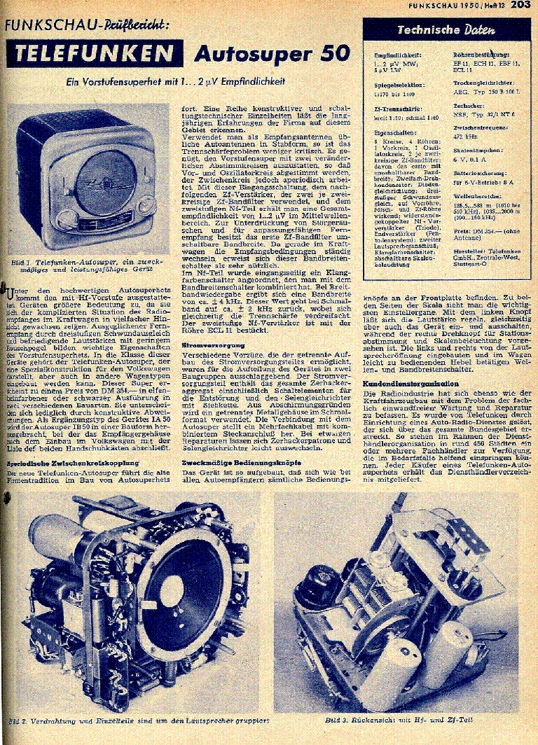 TELEFUNKEN AUTOSUPER 50 service manual