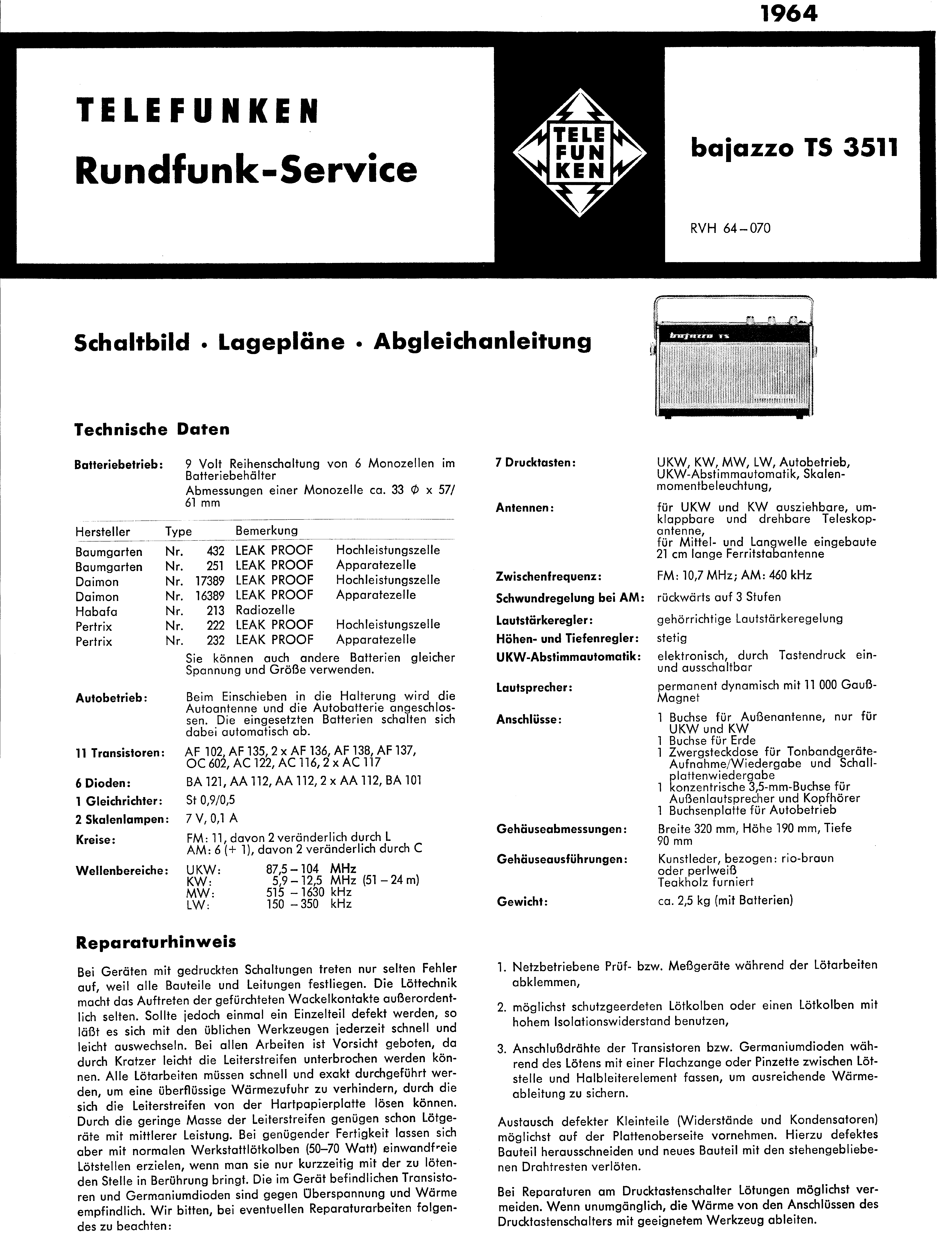 TELEFUNKEN BAJAZZO TS 3511 SM service manual