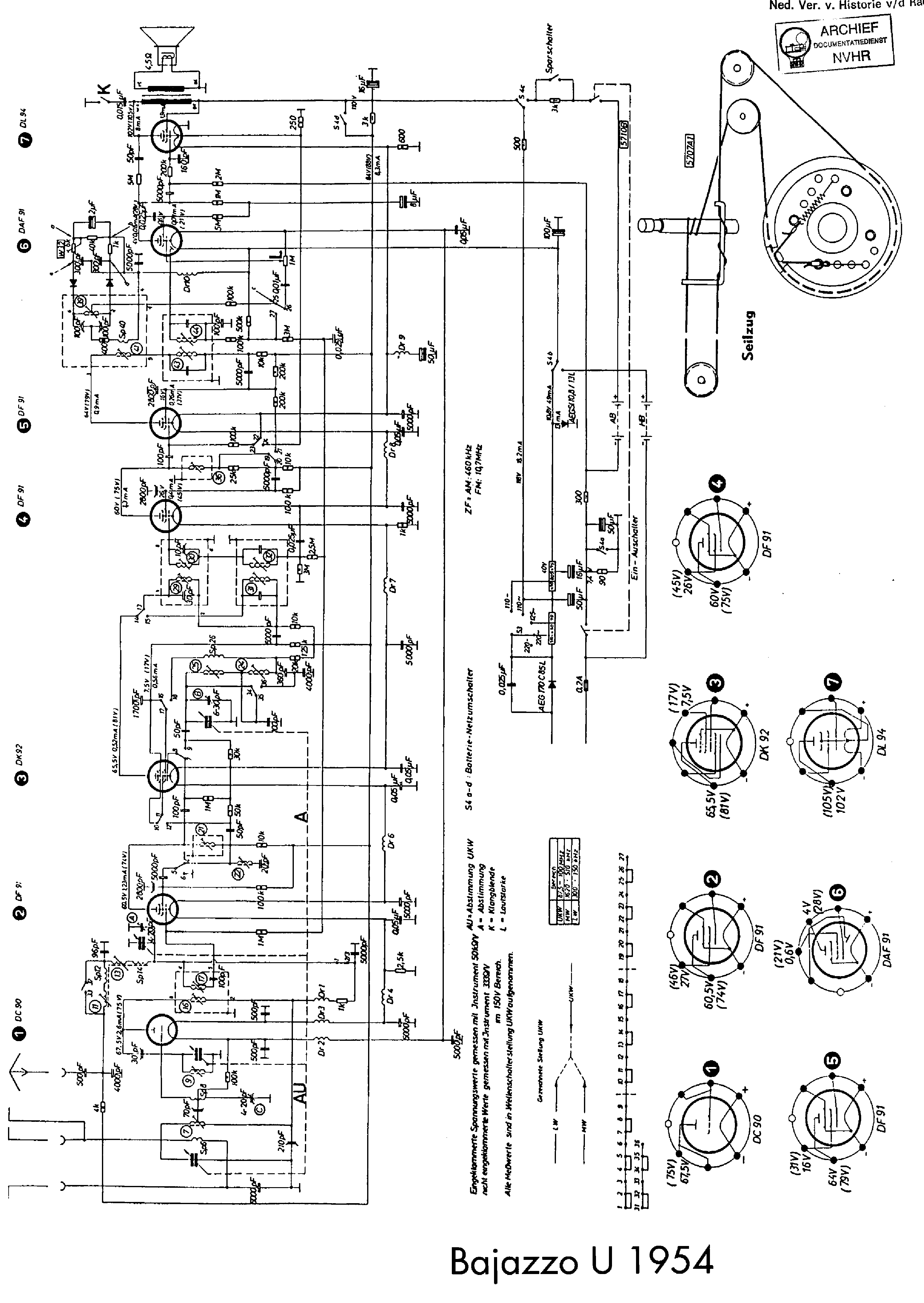 TELEFUNKEN BAJAZZOU54 AM-FM AC-DC AND BATTERY RECEIVER 1954 SCH service manual
