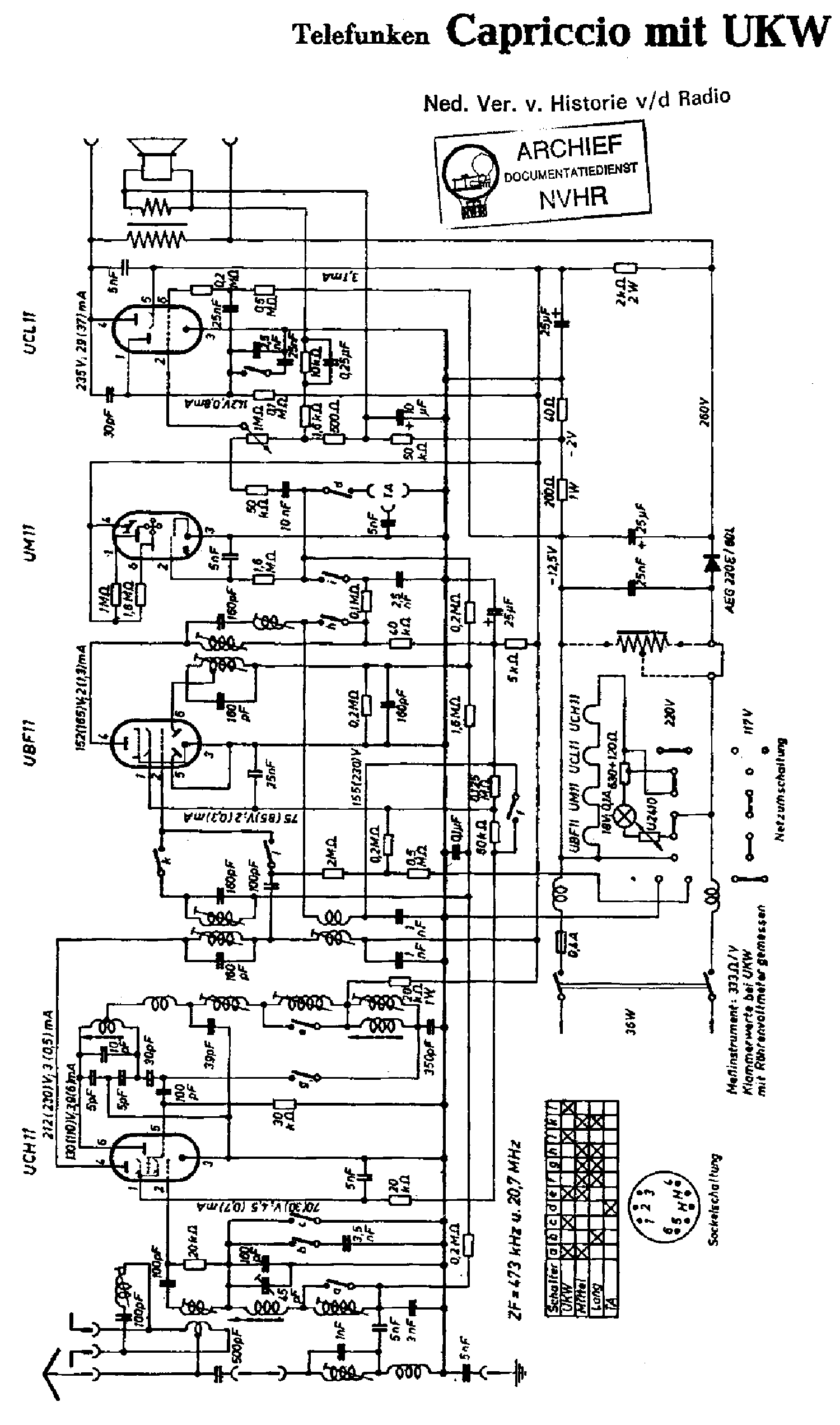 TELEFUNKEN CAPRICCIO50 AM-FM AC RECEIVER 1950 SCH service manual