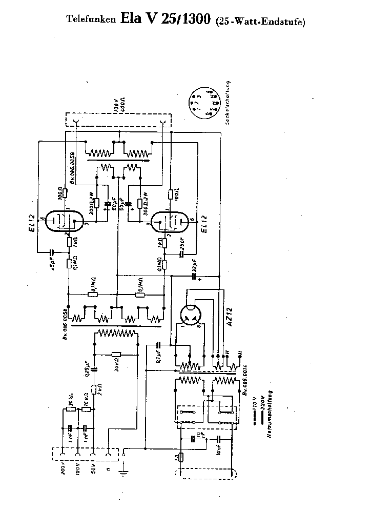 TELEFUNKEN ELA-V-25-1300 25W AMPLIFIER 1950 SCH service manual