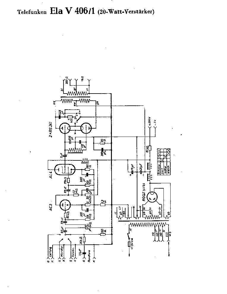 TELEFUNKEN ELA-V-406-1 20W AMPLIFIER 1938 SCH service manual
