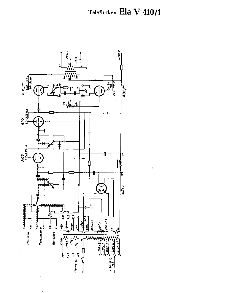 TELEFUNKEN ELA-V-410-1 10W AMPLIFIER 1939 SCH service manual