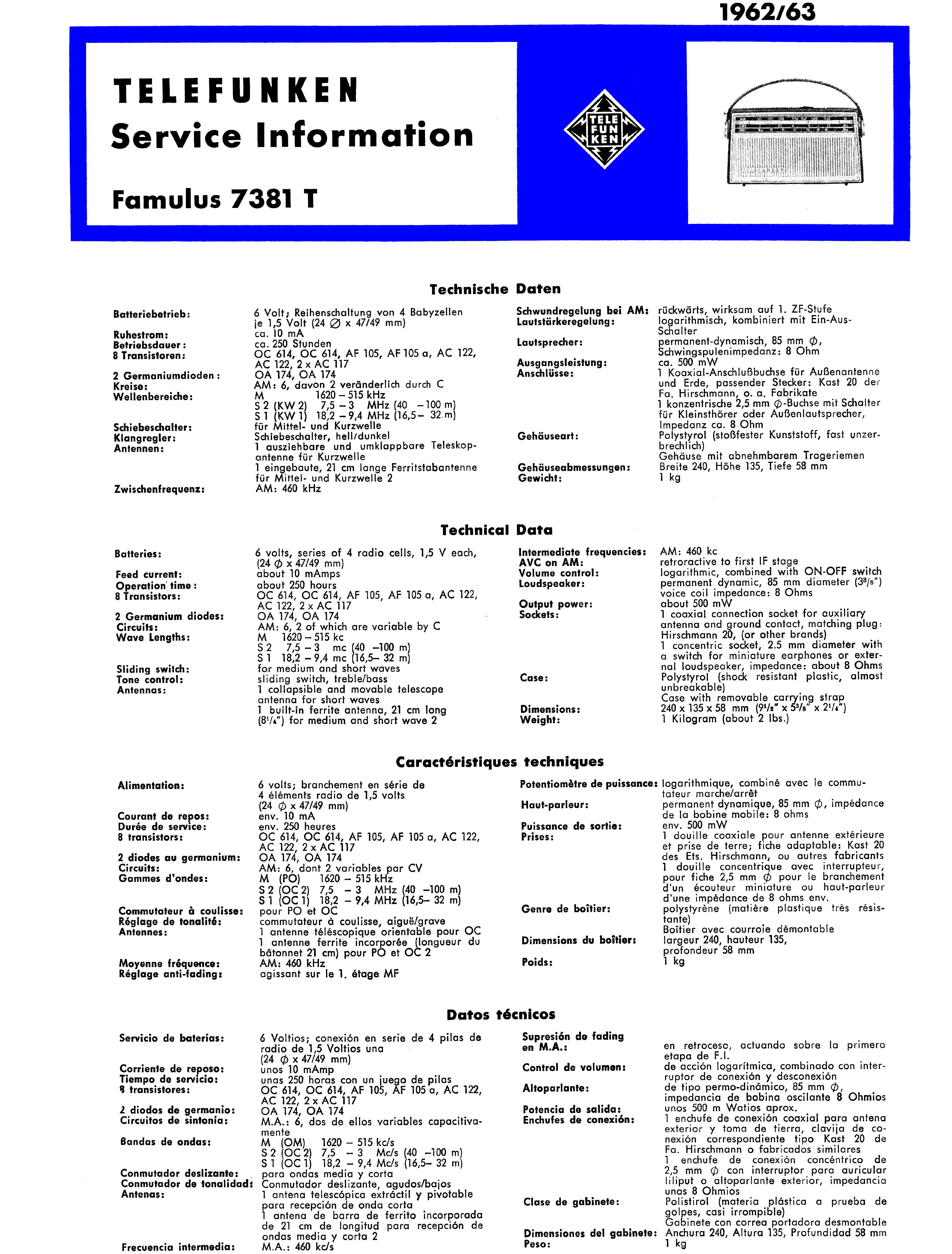 TELEFUNKEN FAMULUS 7381 T SM service manual