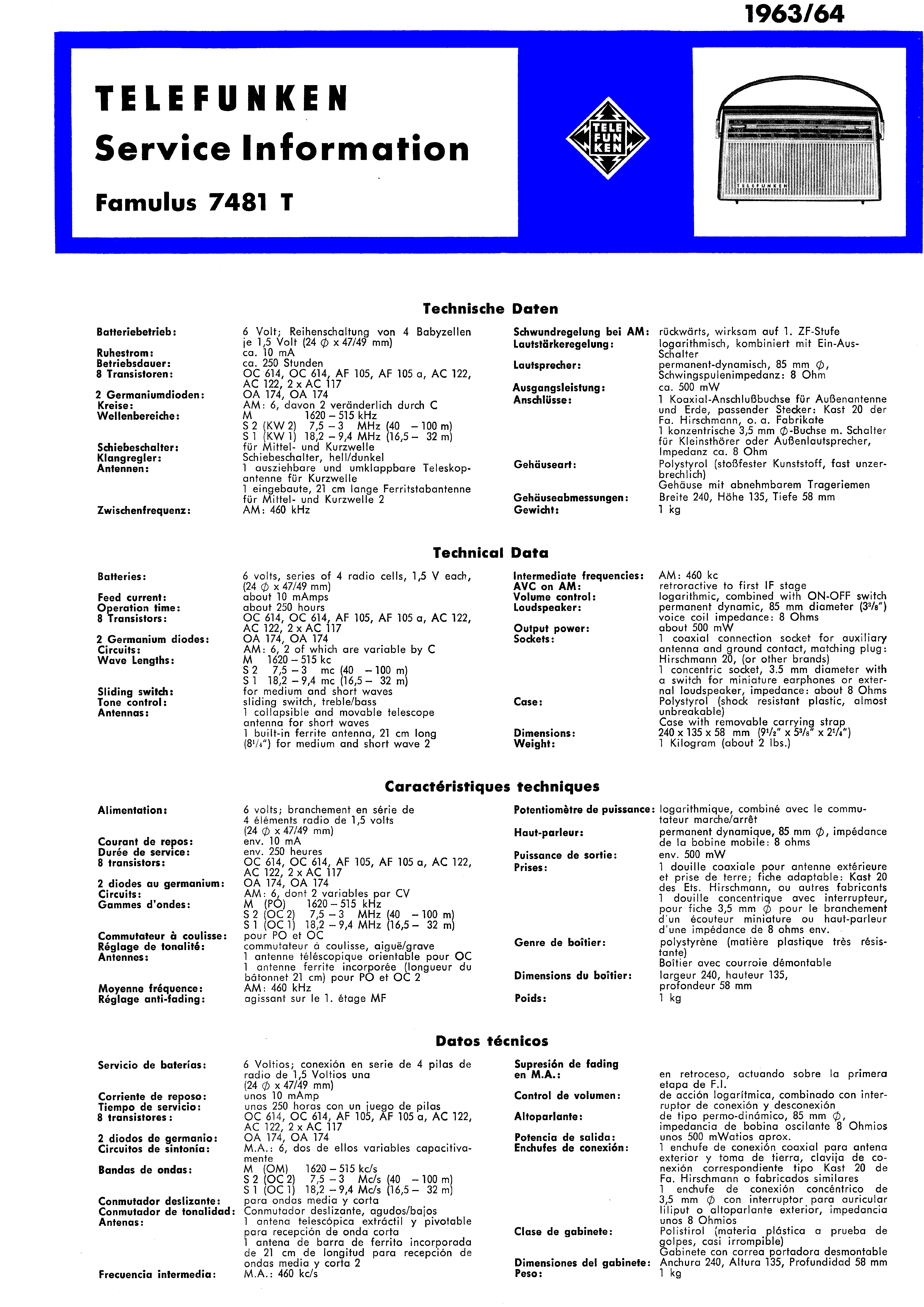 TELEFUNKEN FAMULUS 7481 T SM service manual