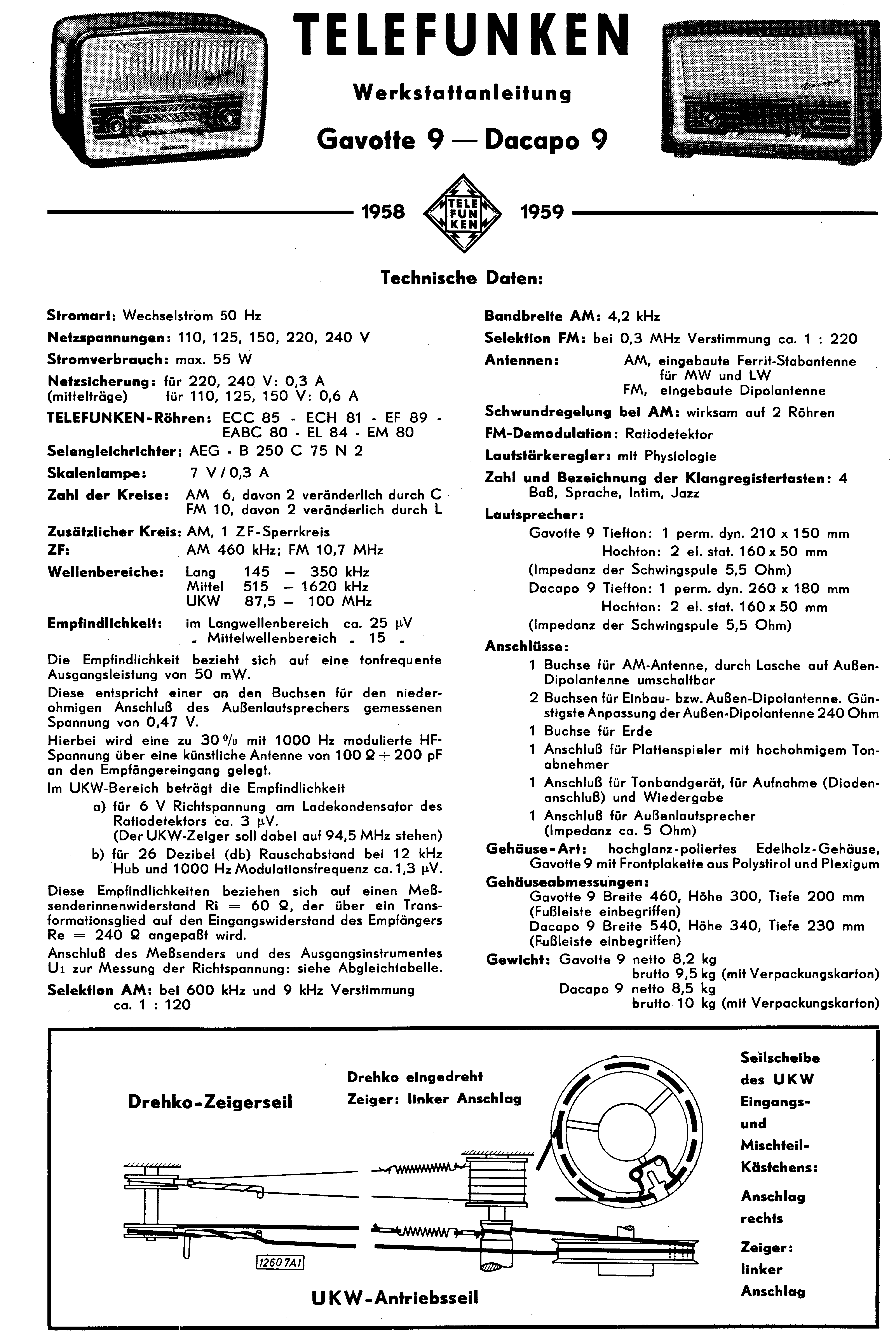 TELEFUNKEN GAVOTTE 9 DACAPO 9 SM service manual