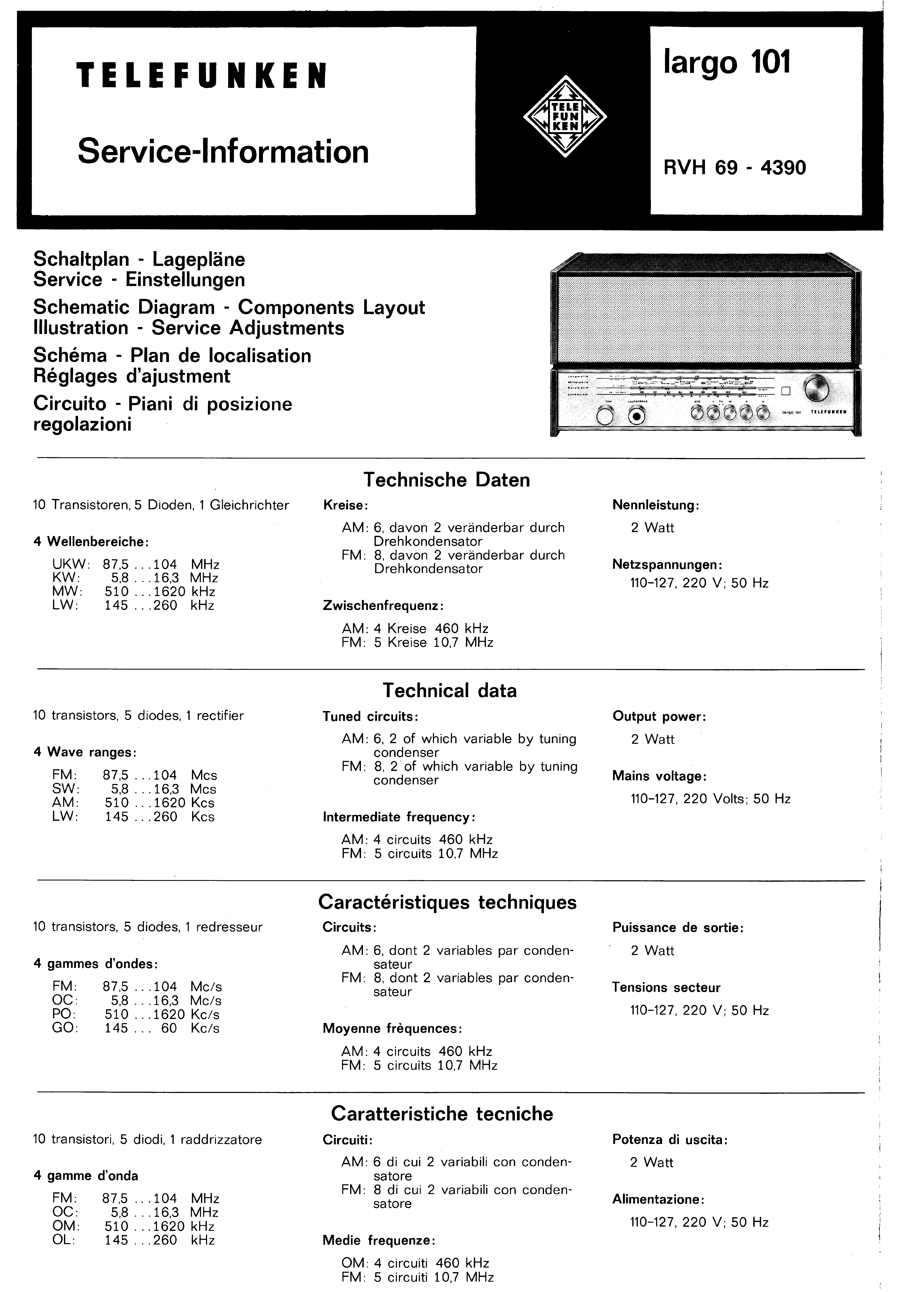 TELEFUNKEN LARGO 101 SM service manual