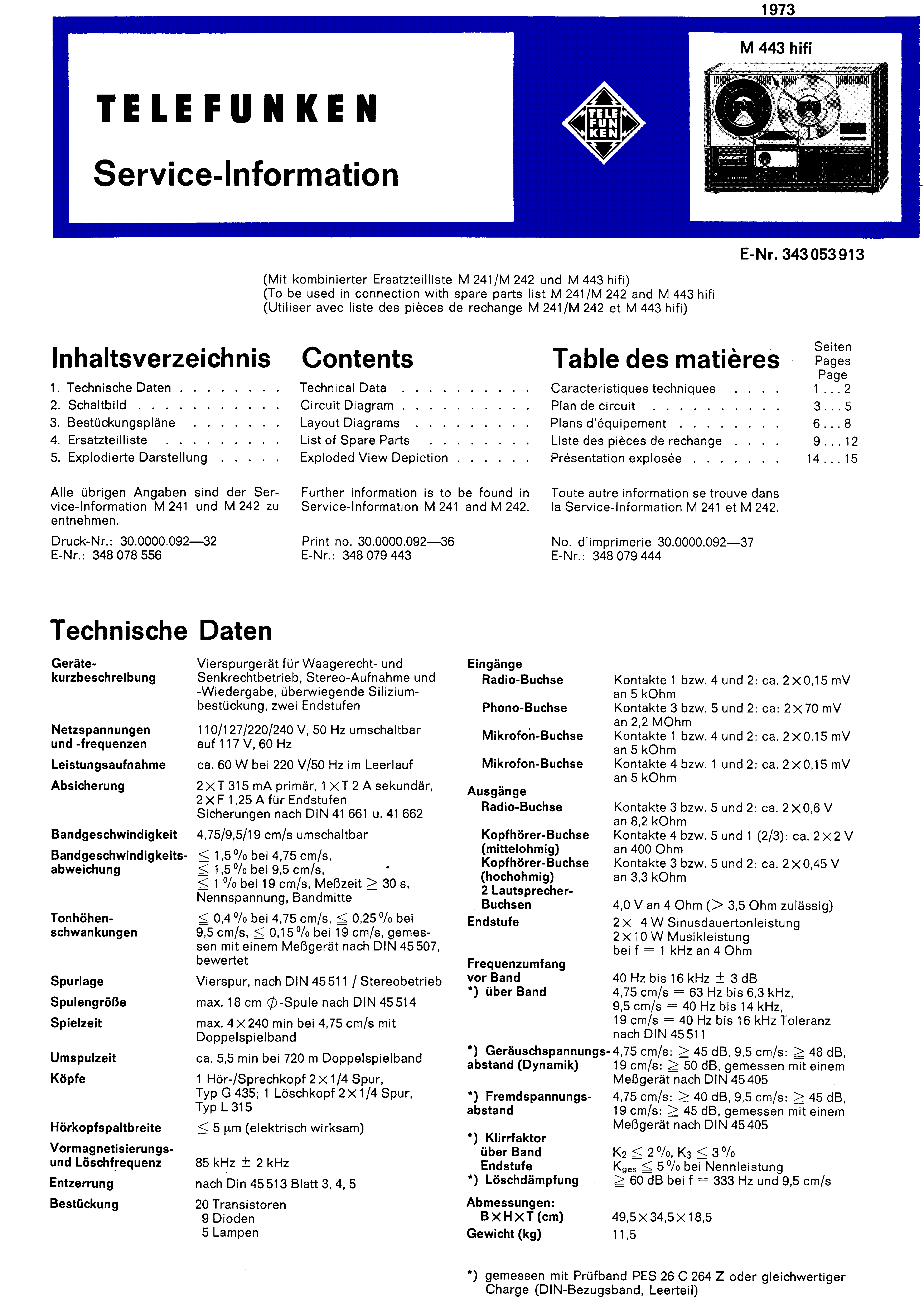 TELEFUNKEN M 443 HIFI SM service manual